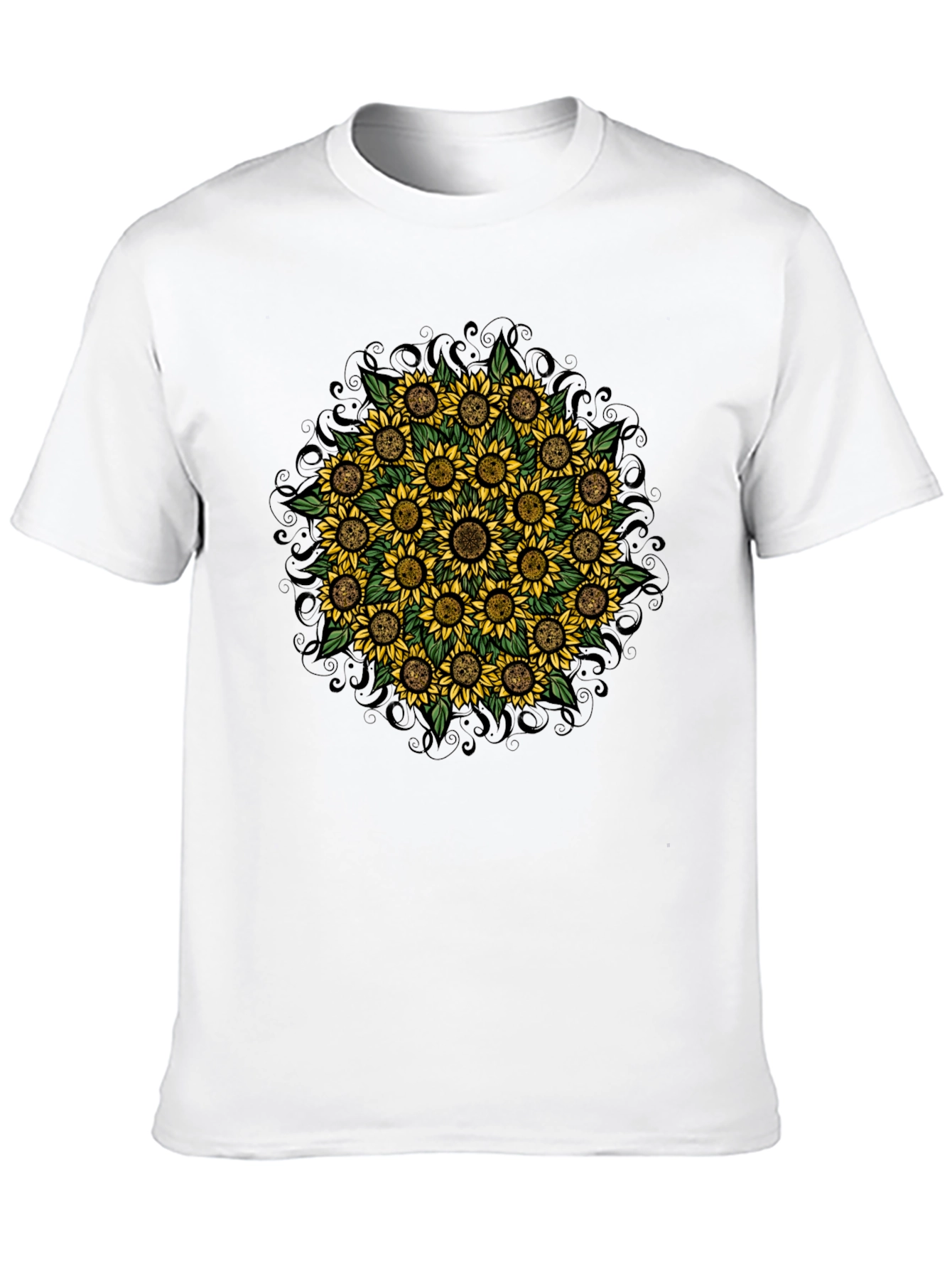 Black Sunflower Mandala Graphic T-Shirt view 10