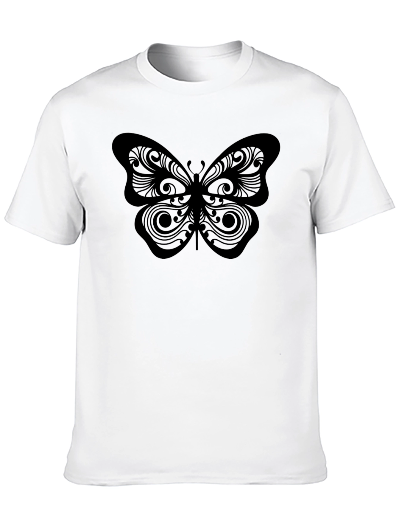 Black Butterfly Print Black T-Shirt view 10