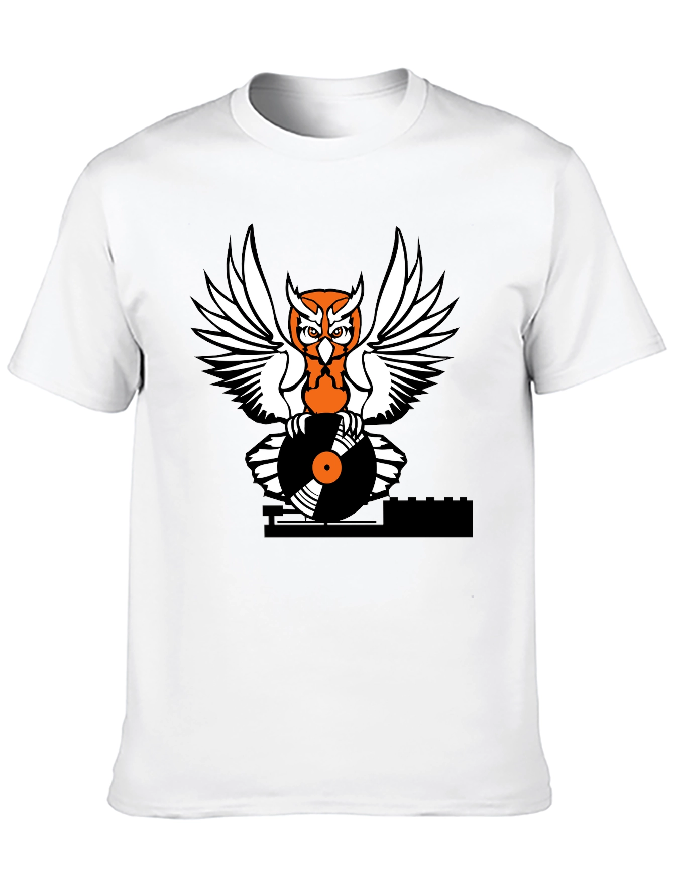 Black Owl DJ Graphic T-Shirt - Black Cotton Tee view 10