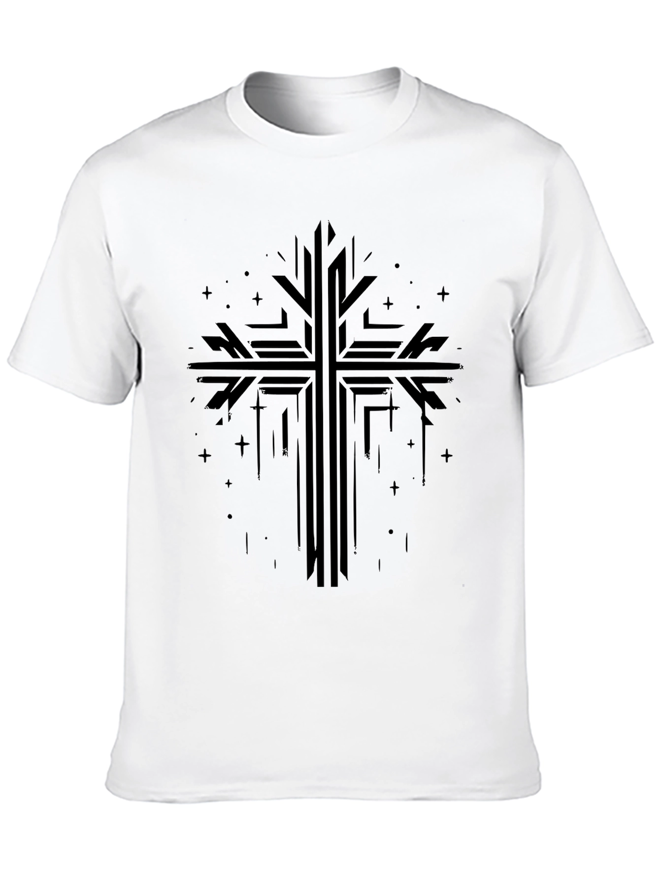 Black Geometric Cross Graphic Tee - Stylish Religious Apparel view 10