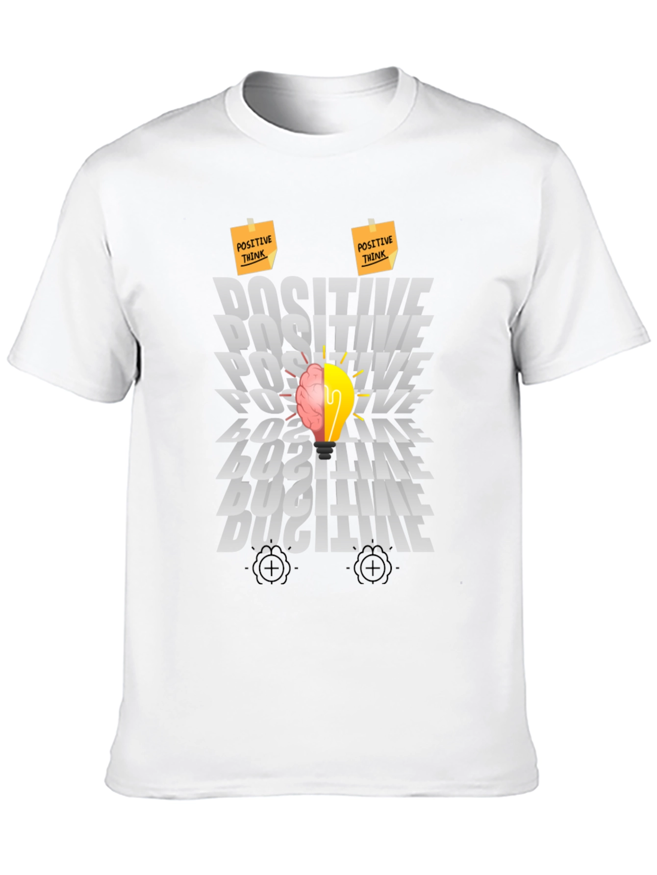 Black Positive Thinking Graphic Tee - Brain Lightbulb Design view 10