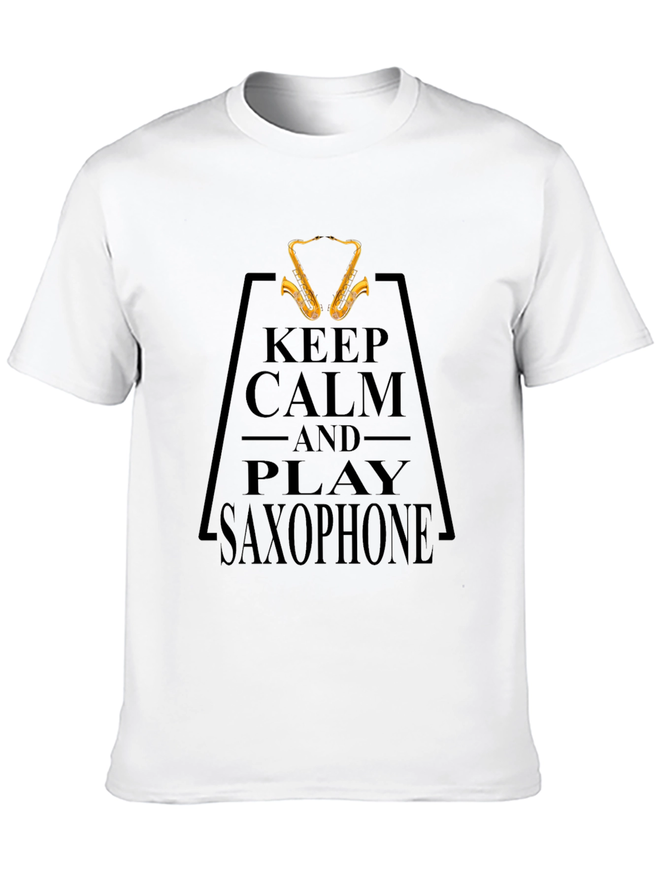 Black Keep Calm and Play Saxophone Black T-Shirt view 10