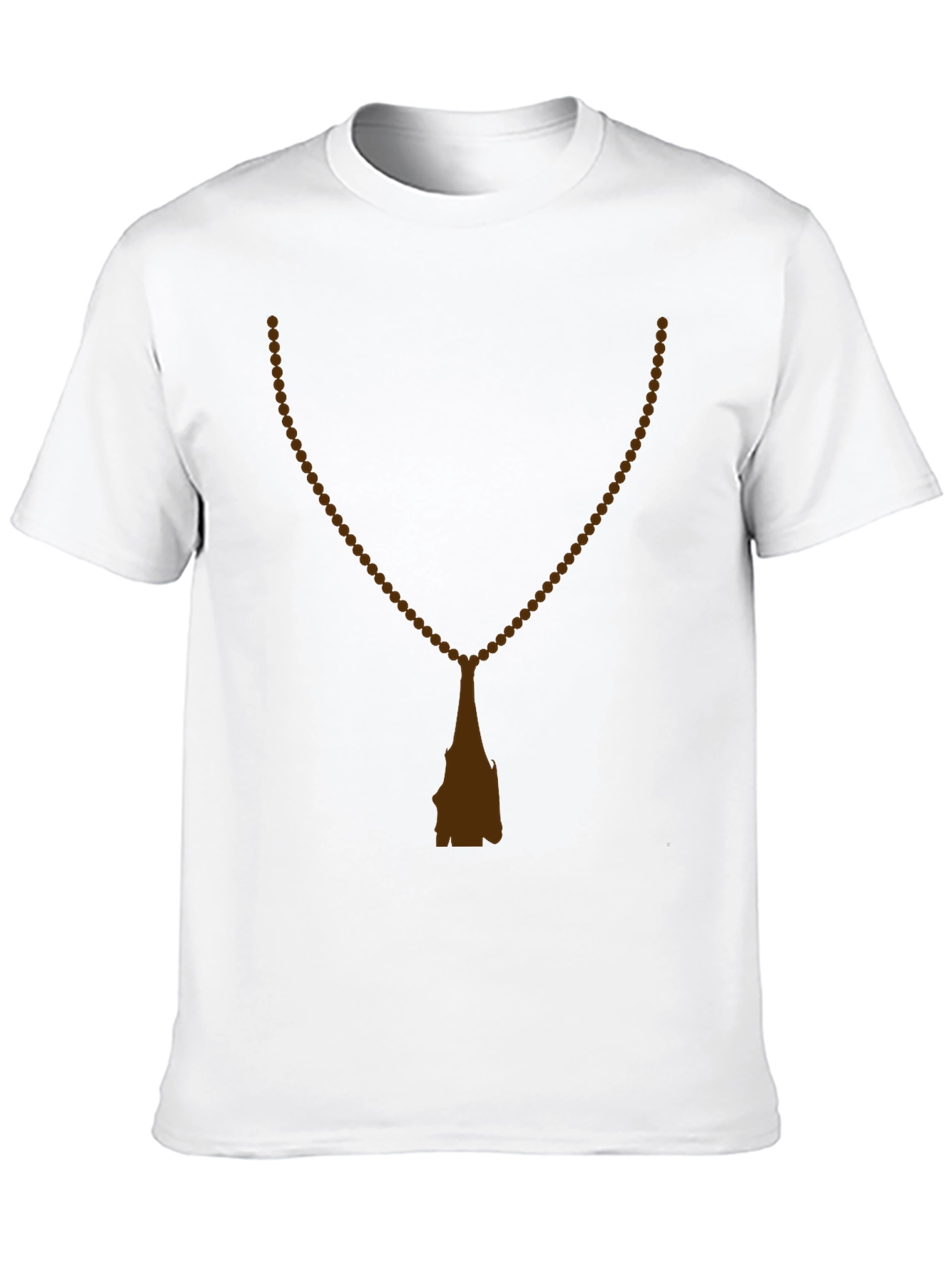 Black Men's Black T-Shirt with Rosary Beads Print view 10