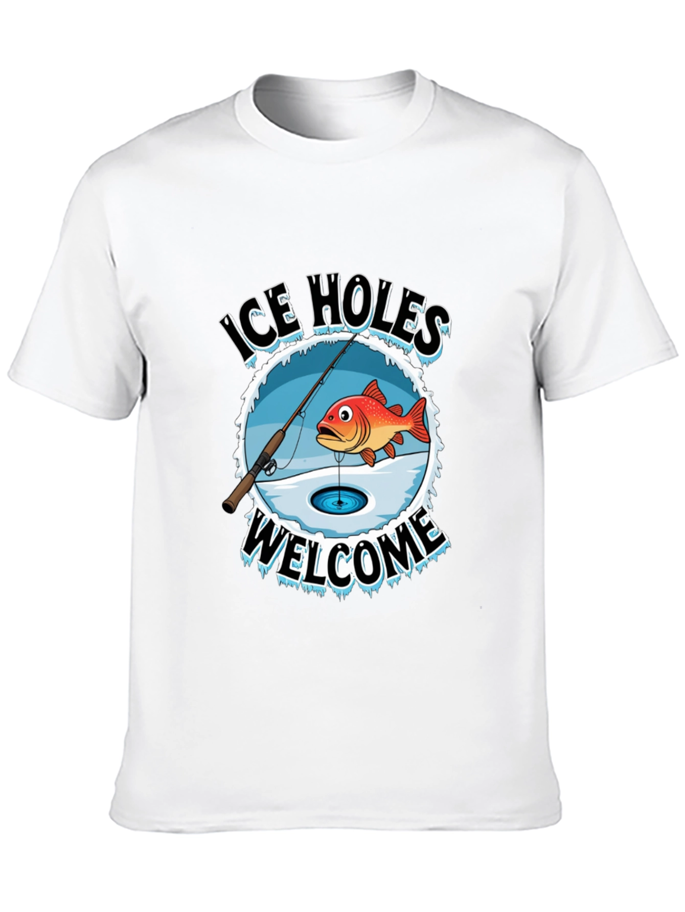 Black Ice Holes Welcome Fishing T-Shirt view 10