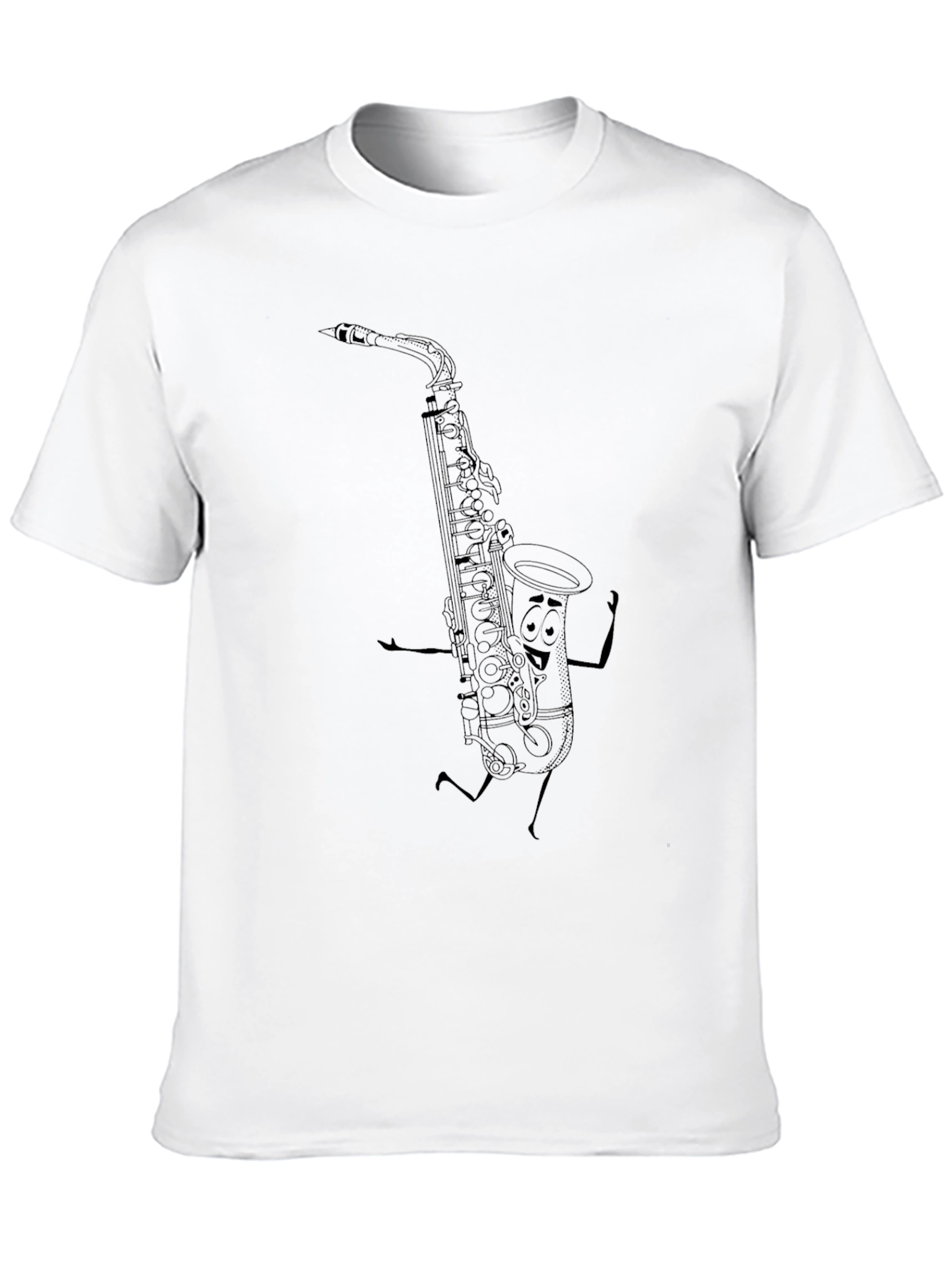 Black Saxophone Cartoon Graphic Black T-Shirt view 10