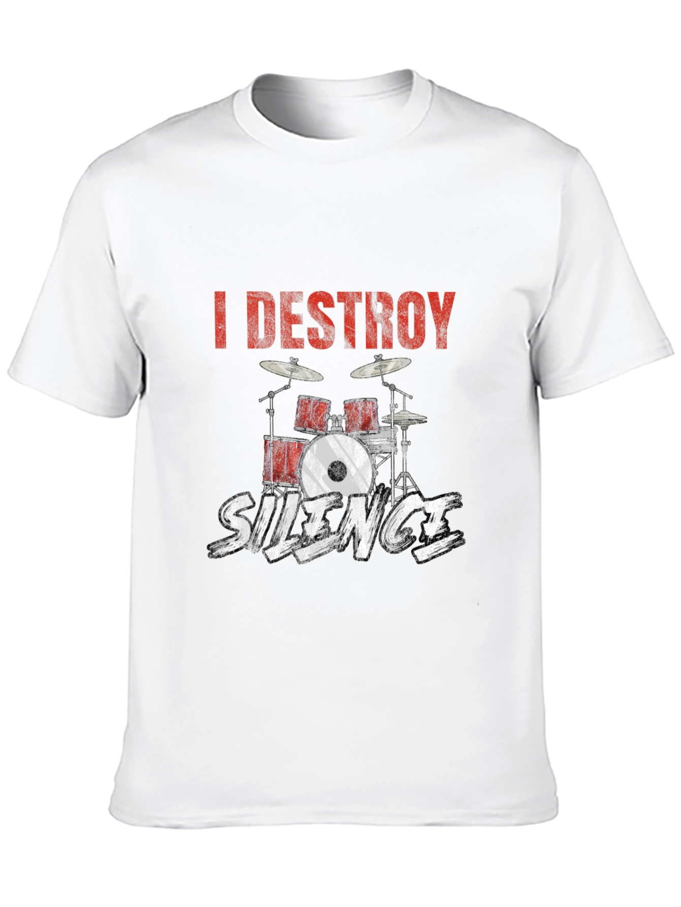 Black I Destroy Silence Drummer T-Shirt view 10