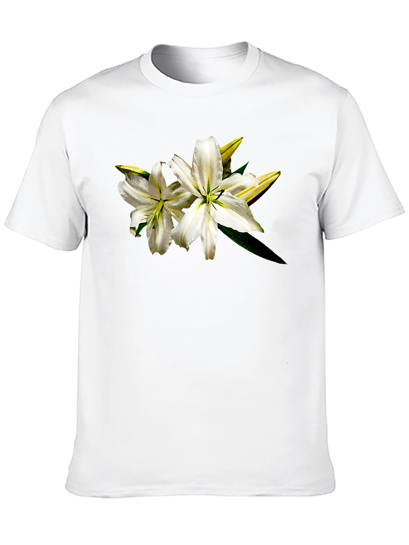 Black White Lily Graphic Tee - Black Cotton T-Shirt view 10