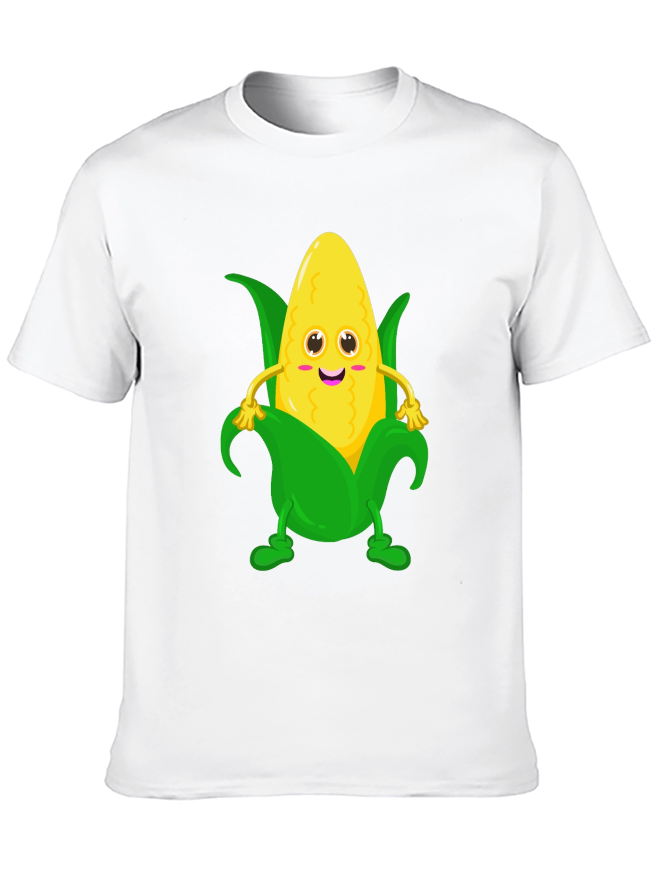 Black Funny Corn Cartoon Graphic Tee - Black Cotton T-Shirt view 10