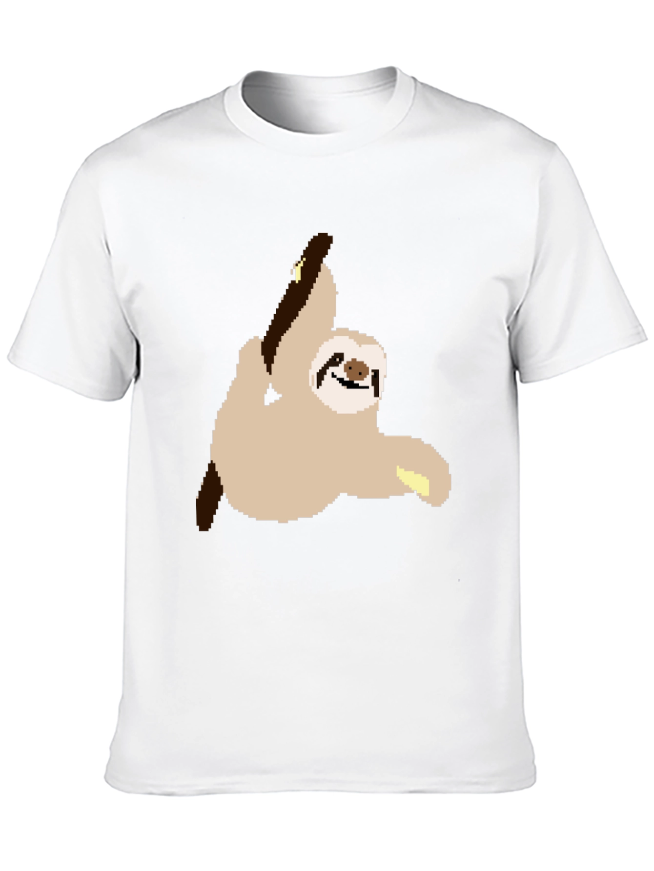 Black Pixel Sloth on Black T-Shirt view 10
