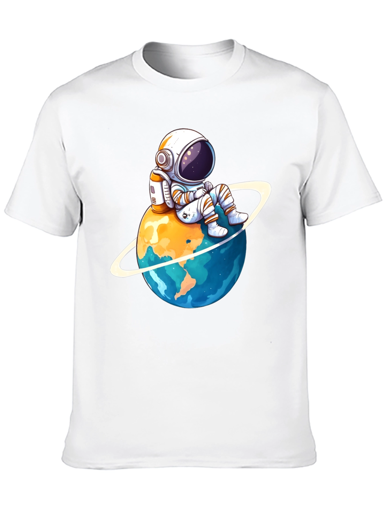 Black Astronaut on Planet T-Shirt - Black Cotton Graphic Tee view 10