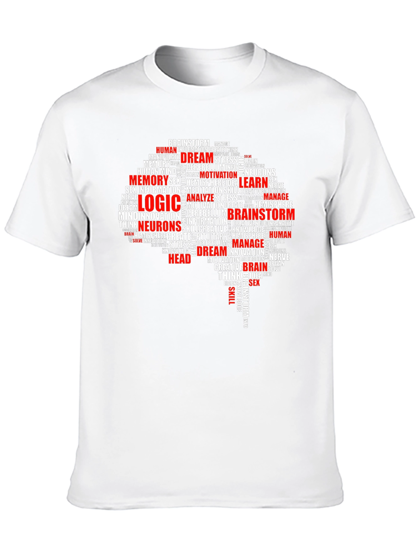 Black Brain Word Art Black T-Shirt - Logic, Memory, Brainstorm view 10