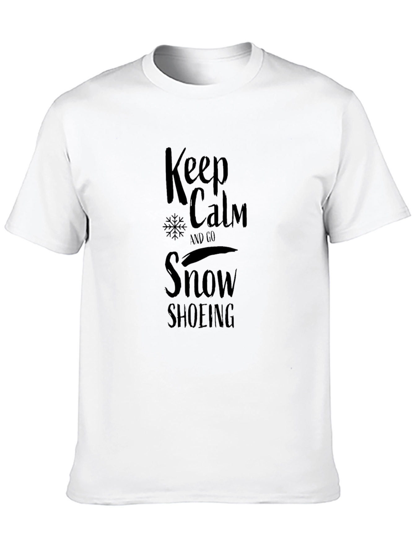 Black Keep Calm Snowshoeing Black Graphic Tee view 10