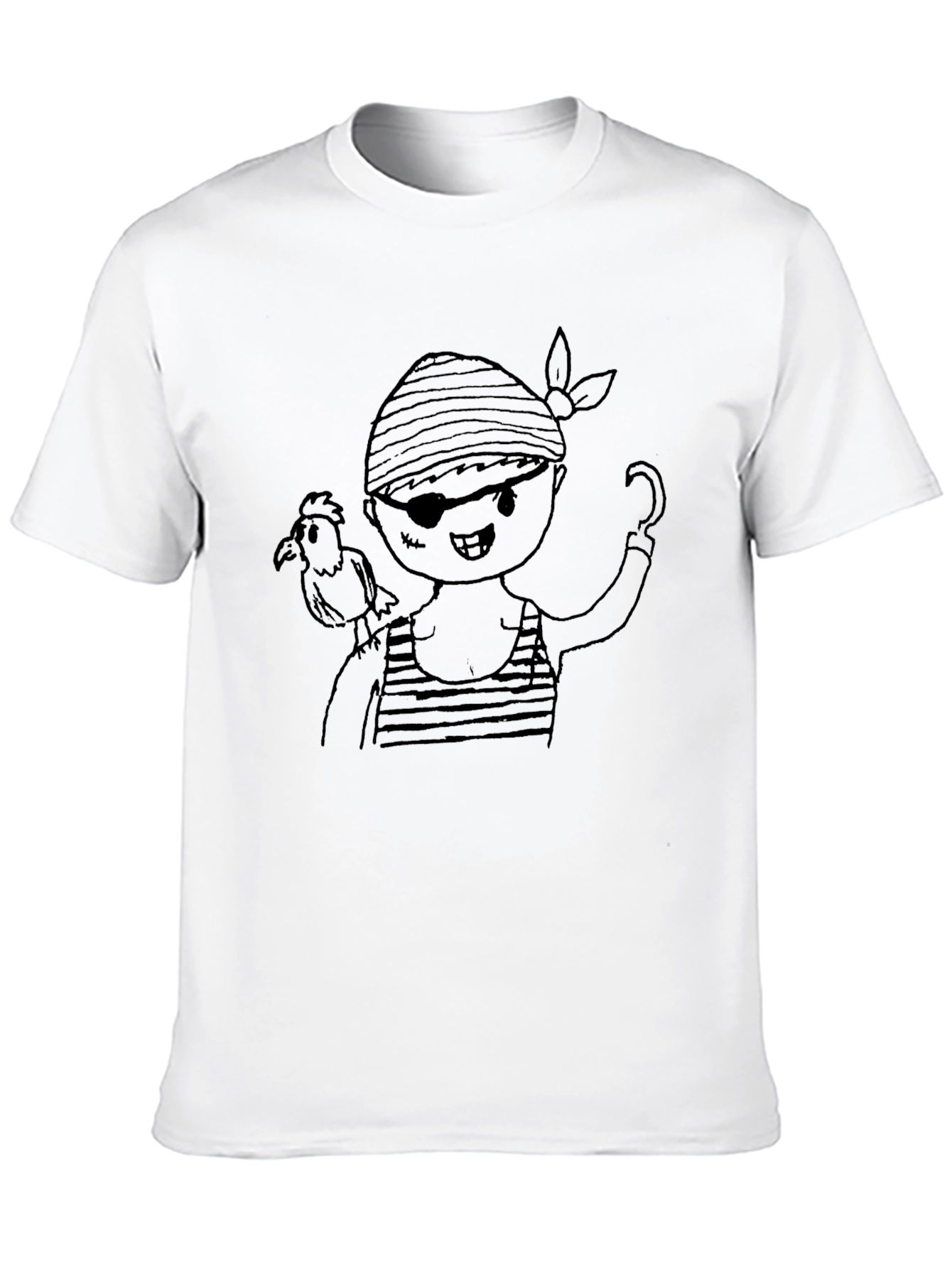 Black Pirate Cartoon Graphic Black T-Shirt view 10