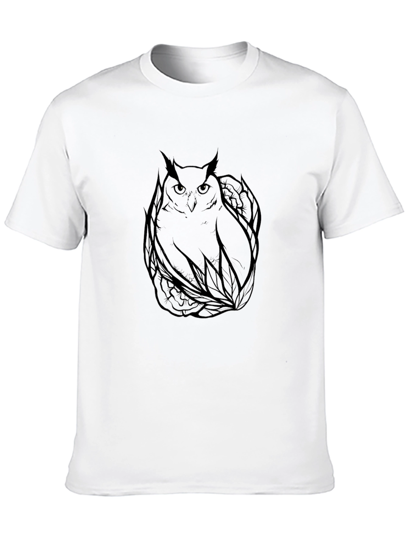 Black Men's Black Owl Graphic Print T-Shirt view 10