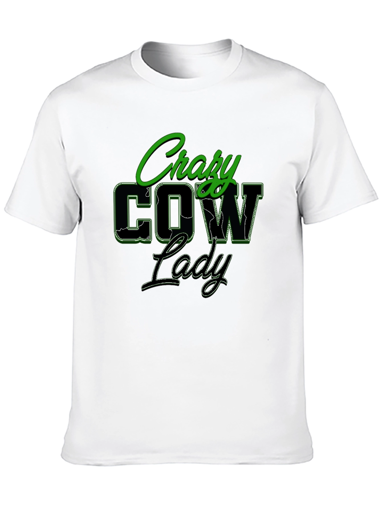 Black Crazy Cow Lady Black Graphic T-Shirt view 10