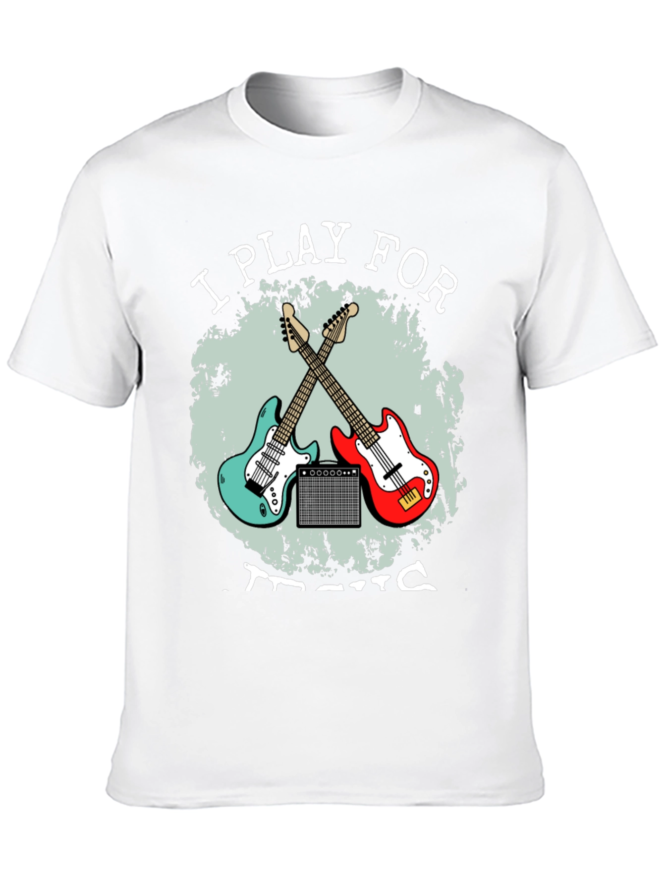 Black I Play For Music Guitar T-Shirt view 10