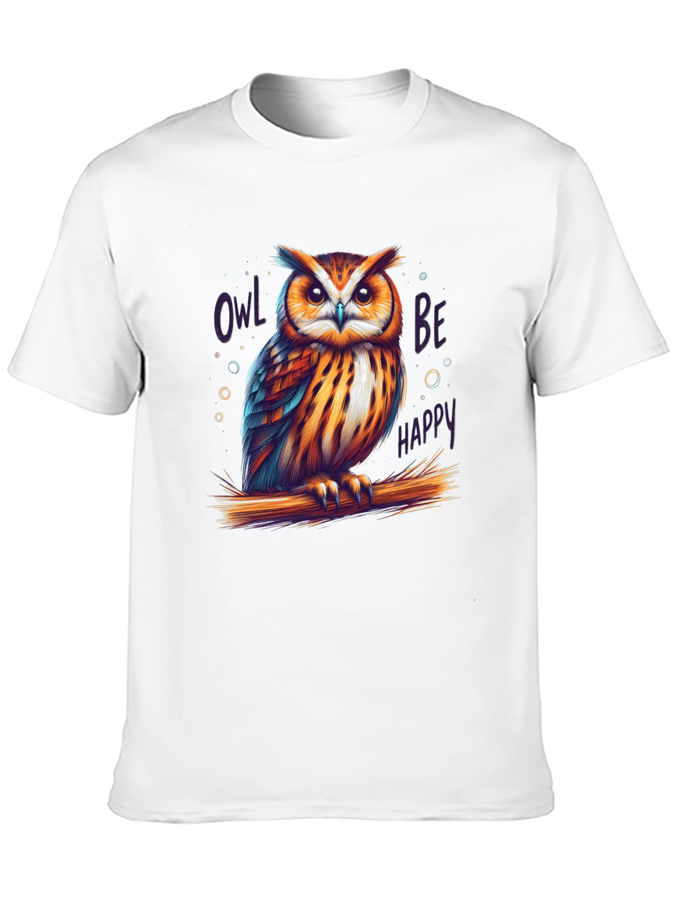 Black Owl Be Happy Graphic Tee view 10