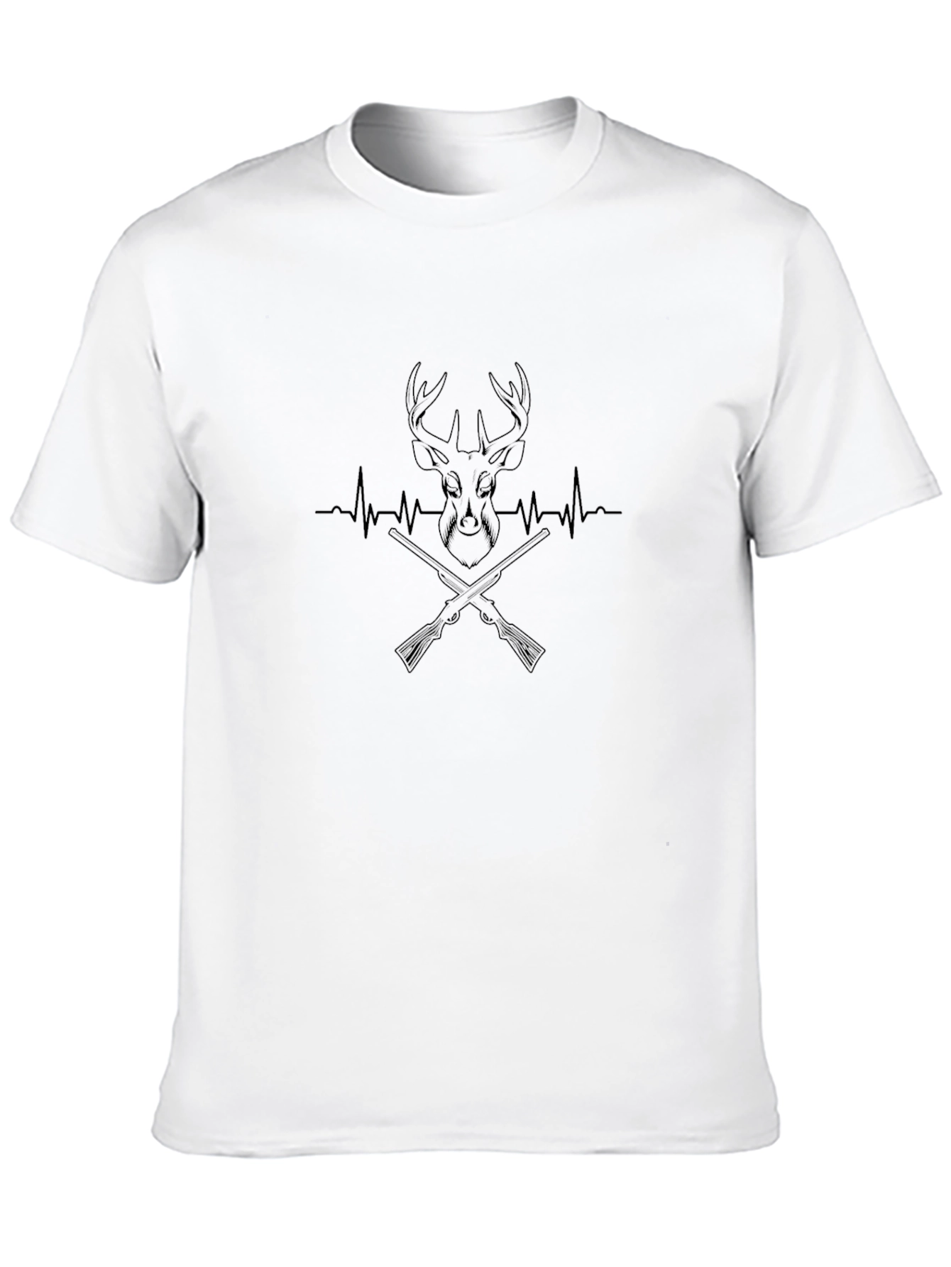 Black Deer Hunting Heartbeat T-Shirt view 10