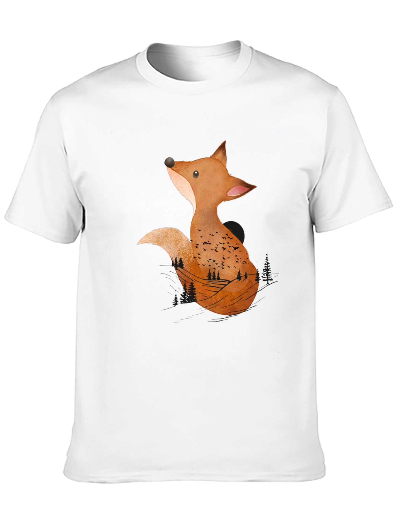 Black Fox Graphic Print Tee - Nature Inspired Design view 10