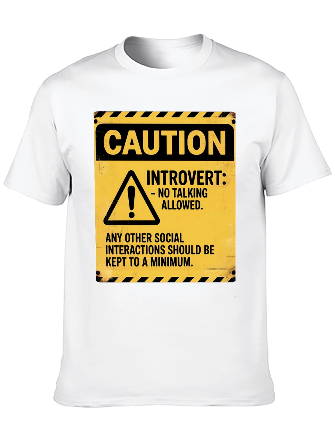 Black Caution Introvert Novelty Graphic Tee view 10