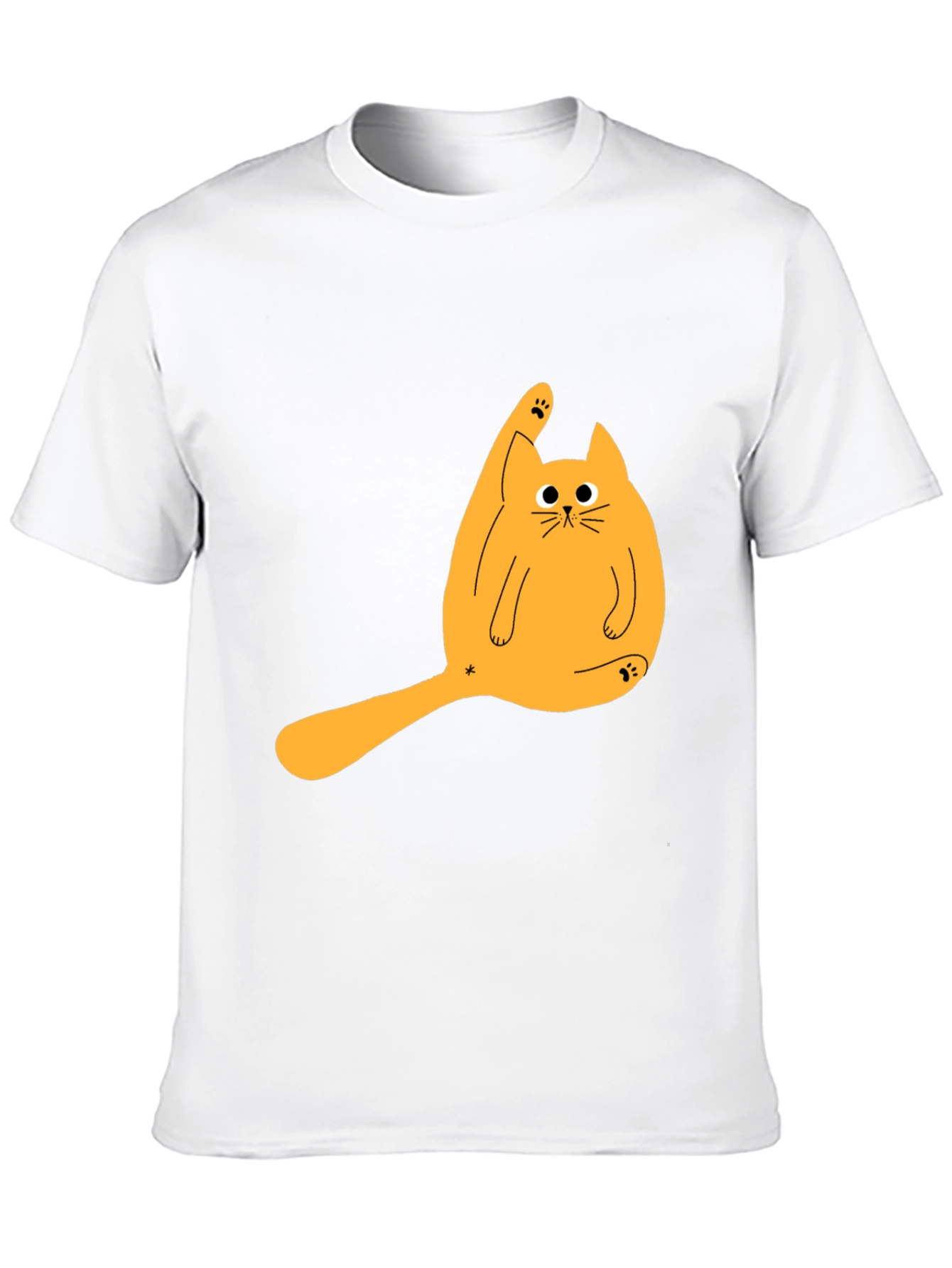 Black Funny Cat Licking Paw Graphic Tee - Black T-Shirt view 10