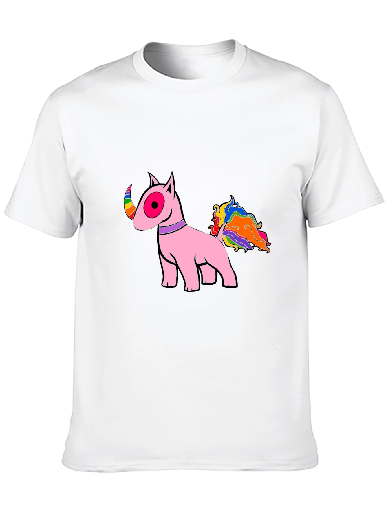 Black Pink Bull Terrier Rainbow Tail T-Shirt view 10