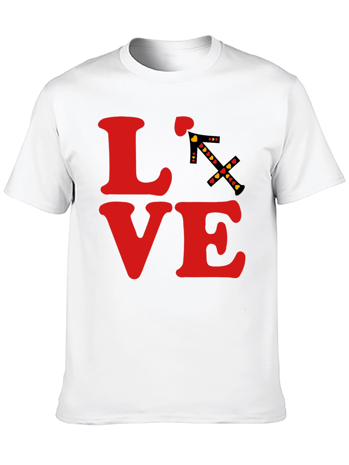 Black LOVE T-Shirt - Sagittarius Arrow Heart Design view 10