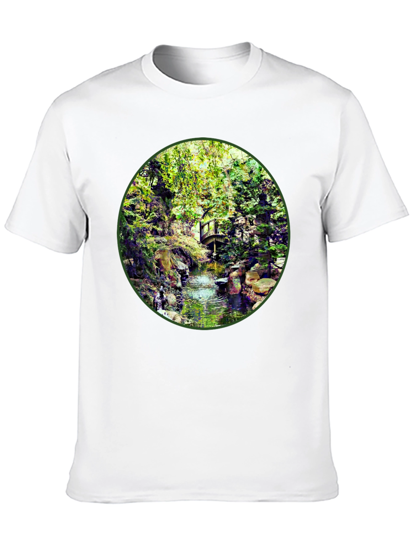 Black Nature Stream T-Shirt - Unique Design view 10