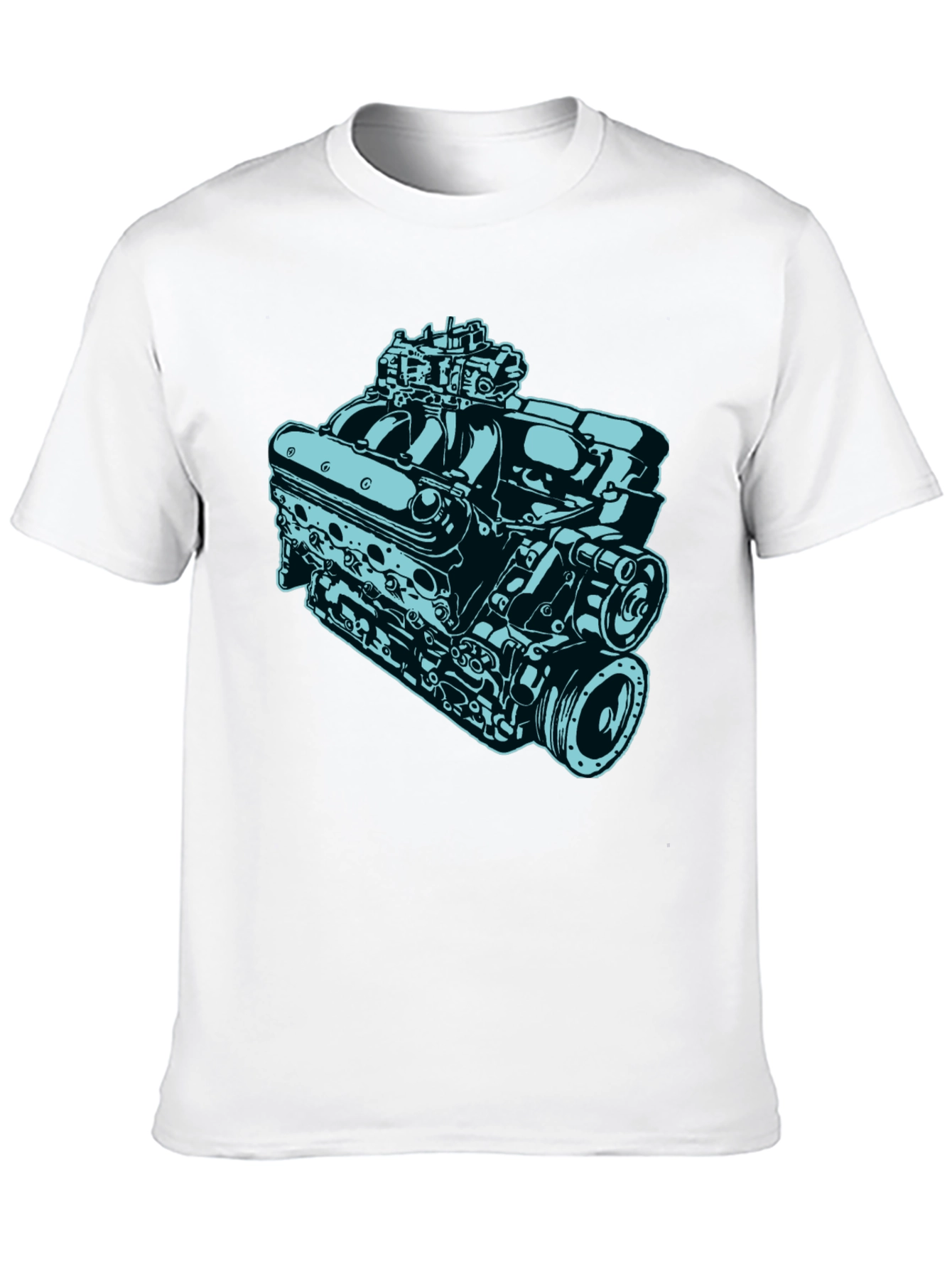 Black Car Engine Graphic Tee - Black Cotton Short Sleeve Shirt view 10