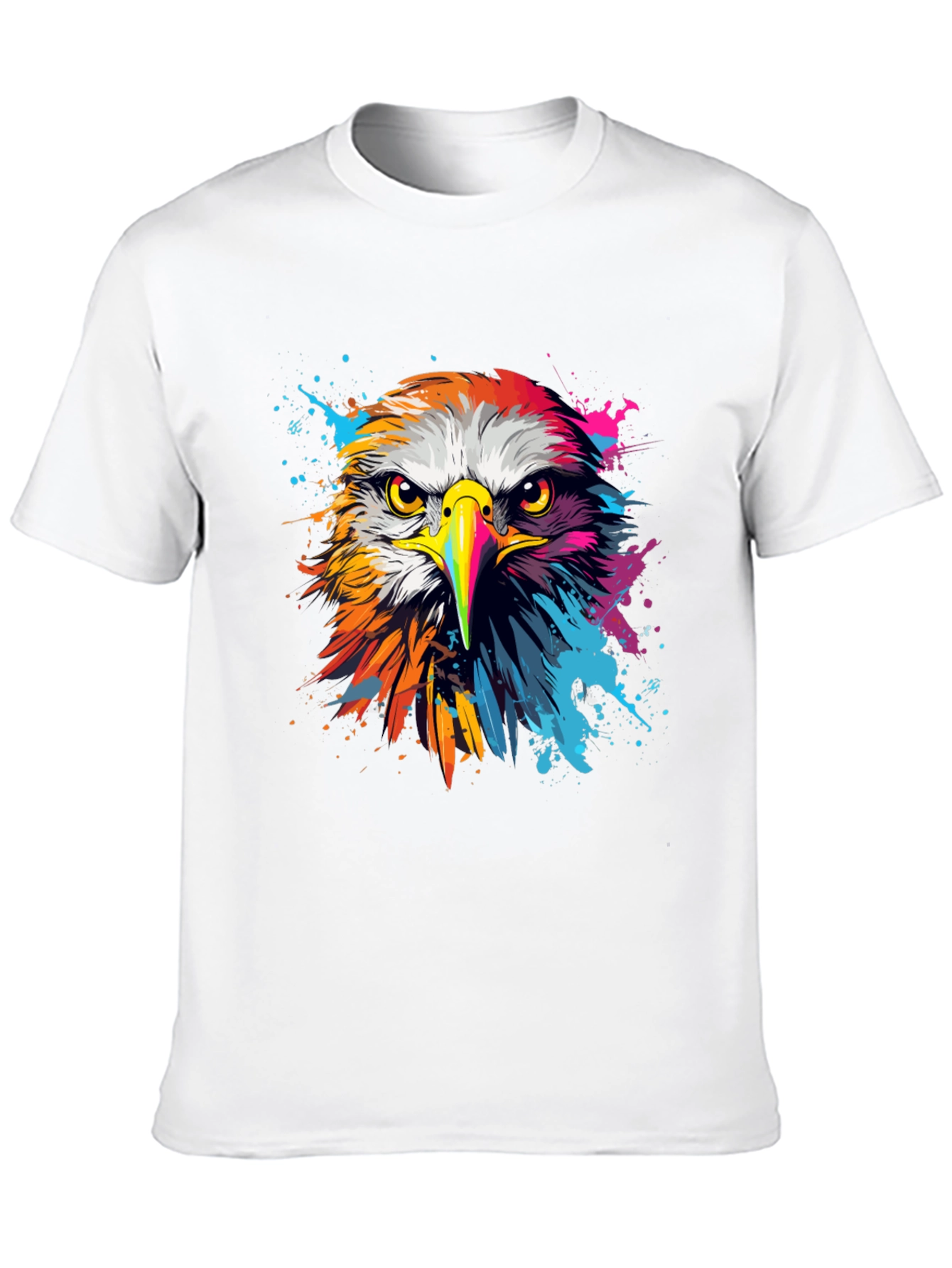 Black Vibrant Eagle Graphic Tee - Bold Black Cotton T-Shirt view 10