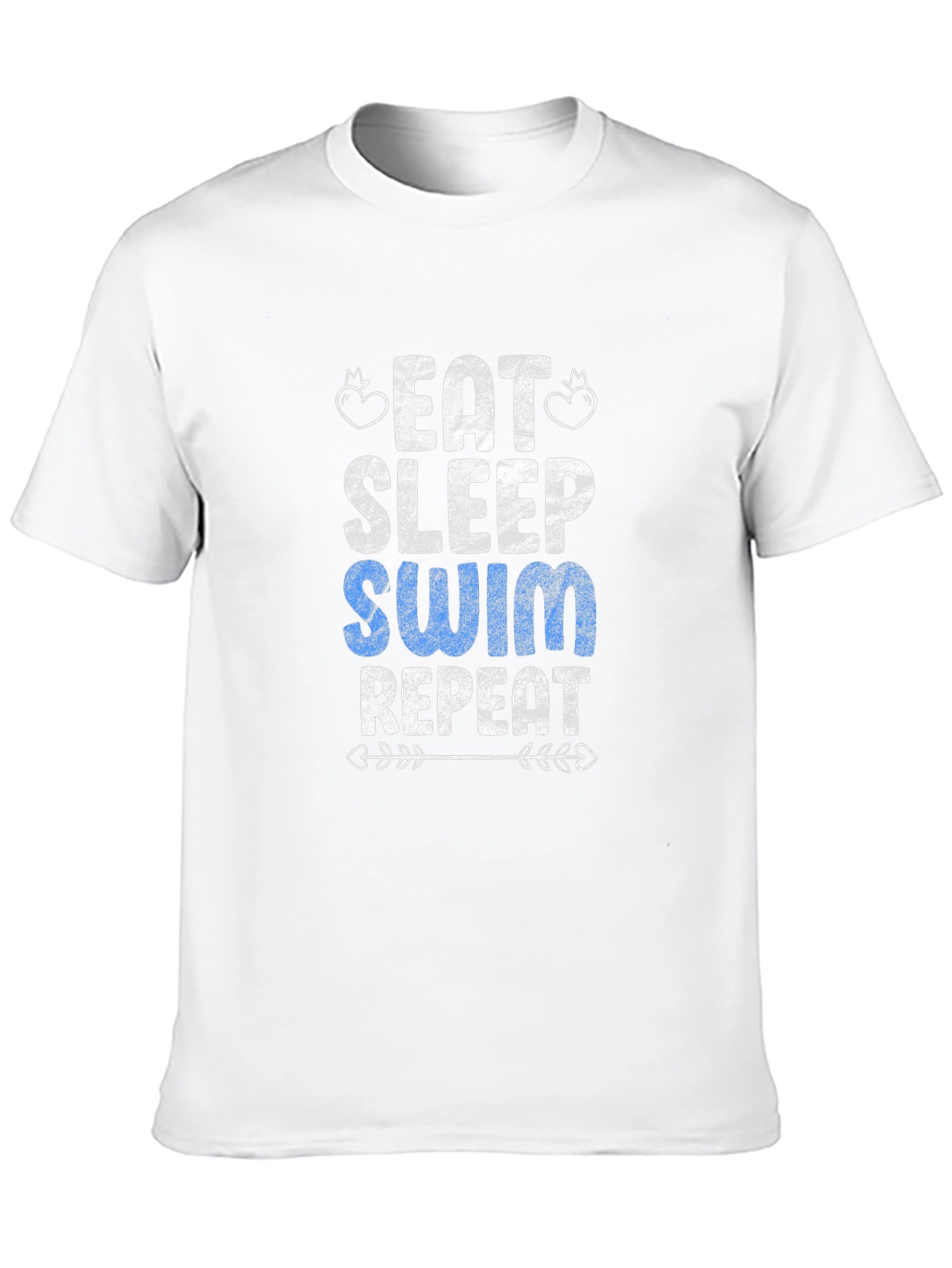 Black Eat Sleep Swim Repeat T-Shirt - Black Cotton Graphic Tee view 10