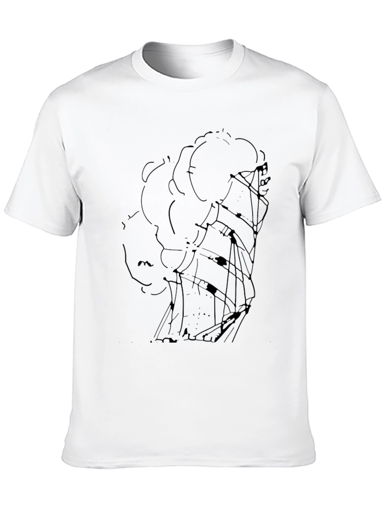 Black Men's Black Graphic Tee - Ship in Storm Design view 10