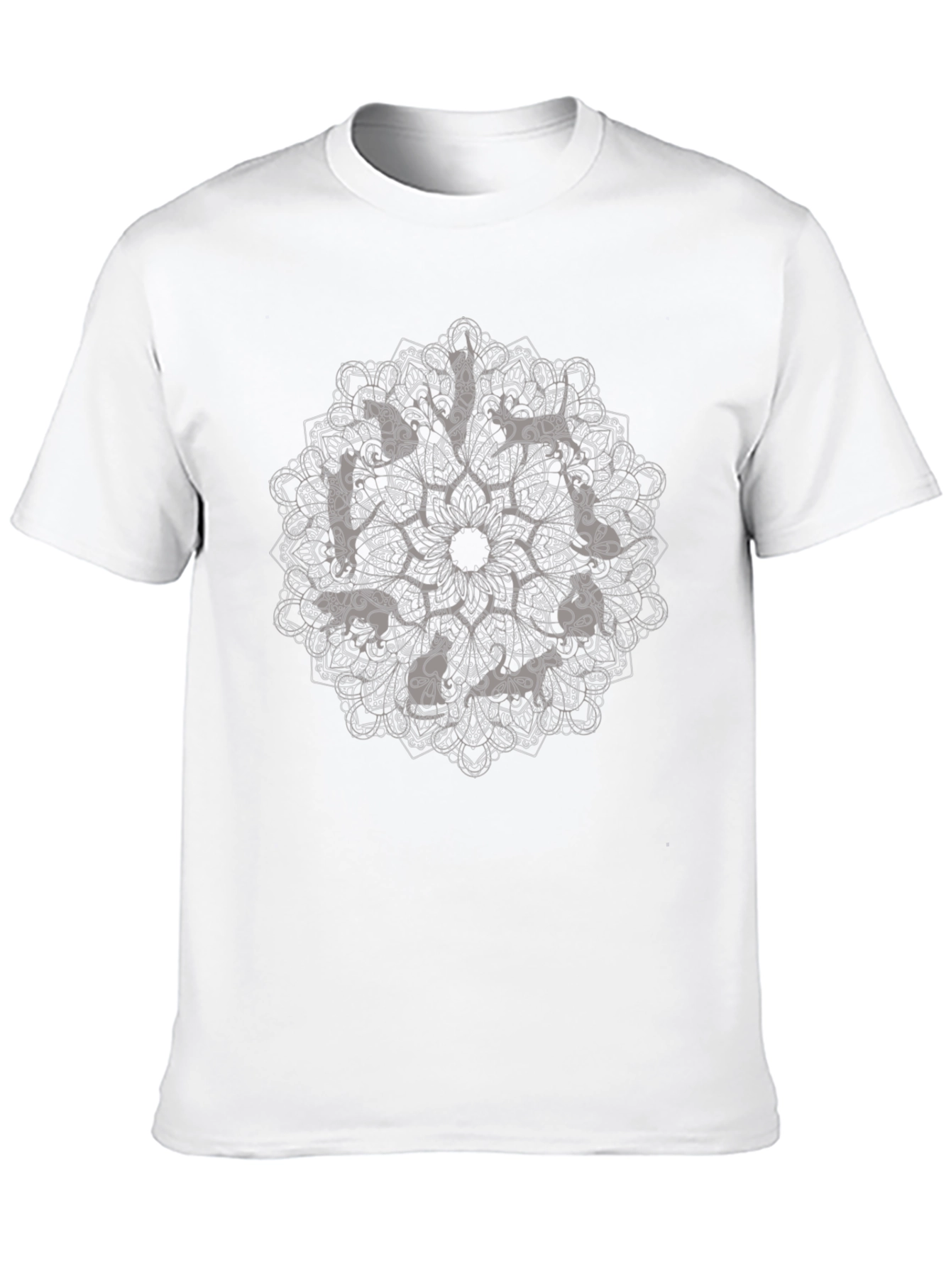 Black Cat Mandala Graphic Print T-Shirt view 10