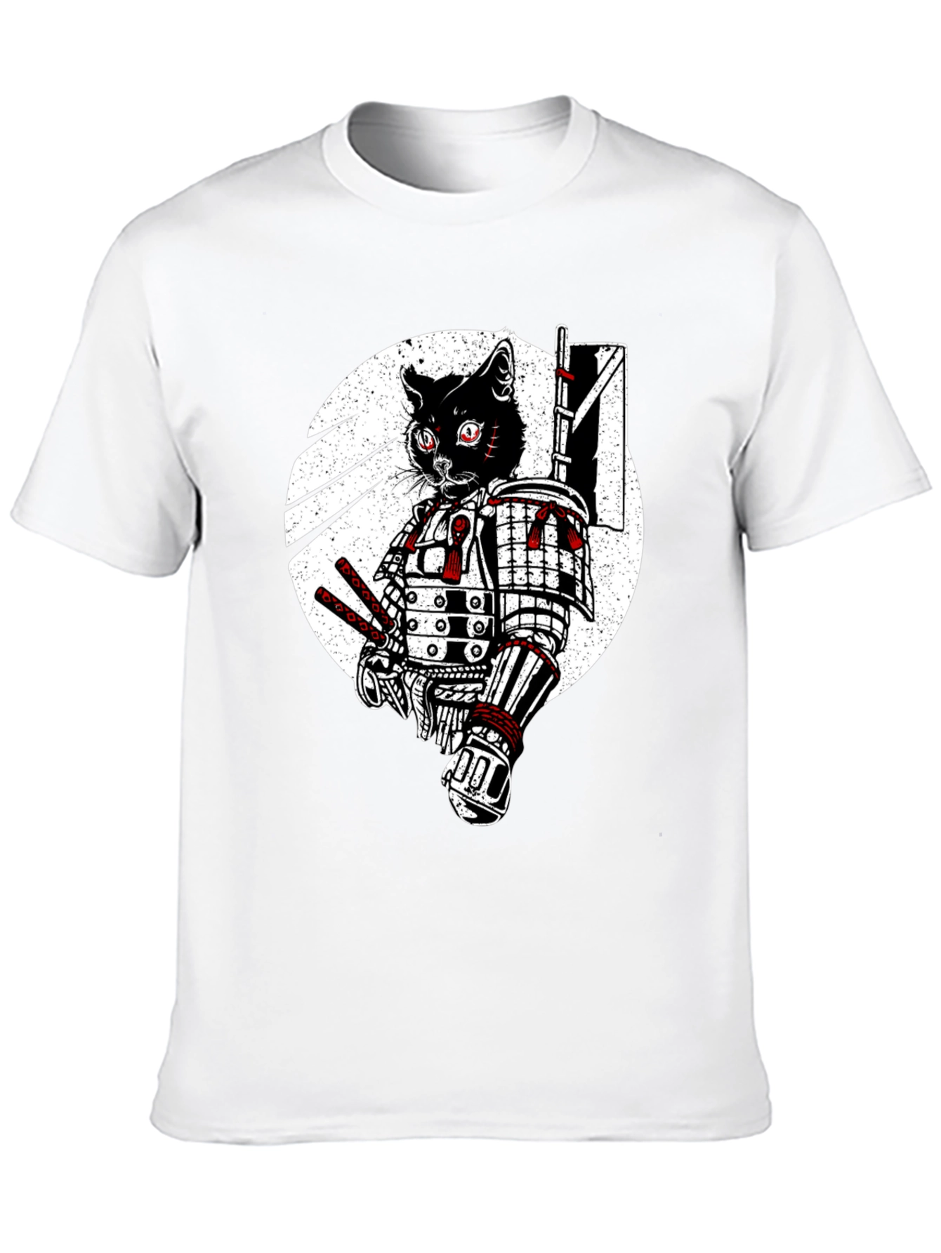 Black Samurai Cat Graphic Tee - Black Cotton T-Shirt view 10