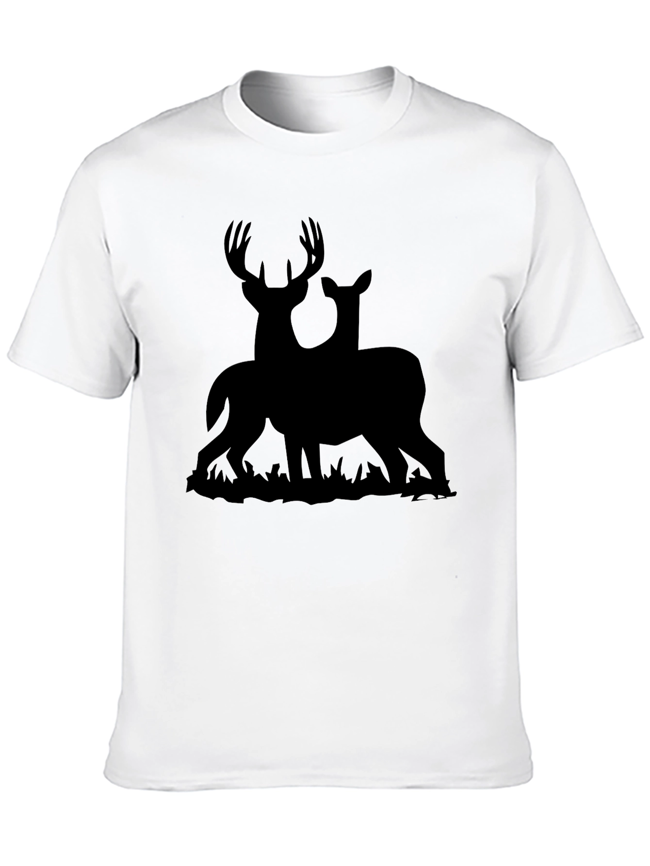 Black Deer Silhouette Graphic Tee - Black Cotton Blend view 10