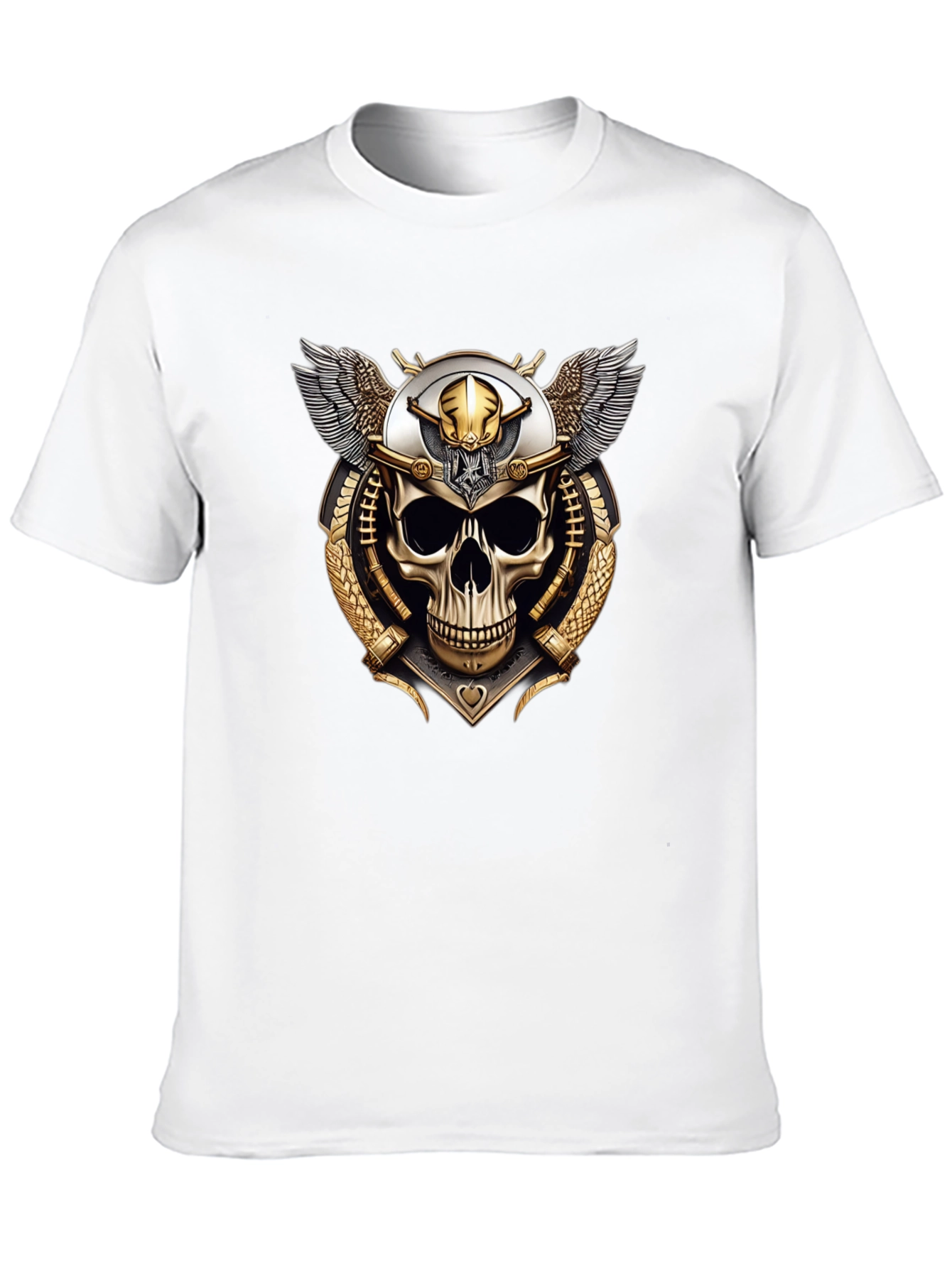 Black Skull & Wings Graphic Tee - Black Crew Neck T-Shirt view 10