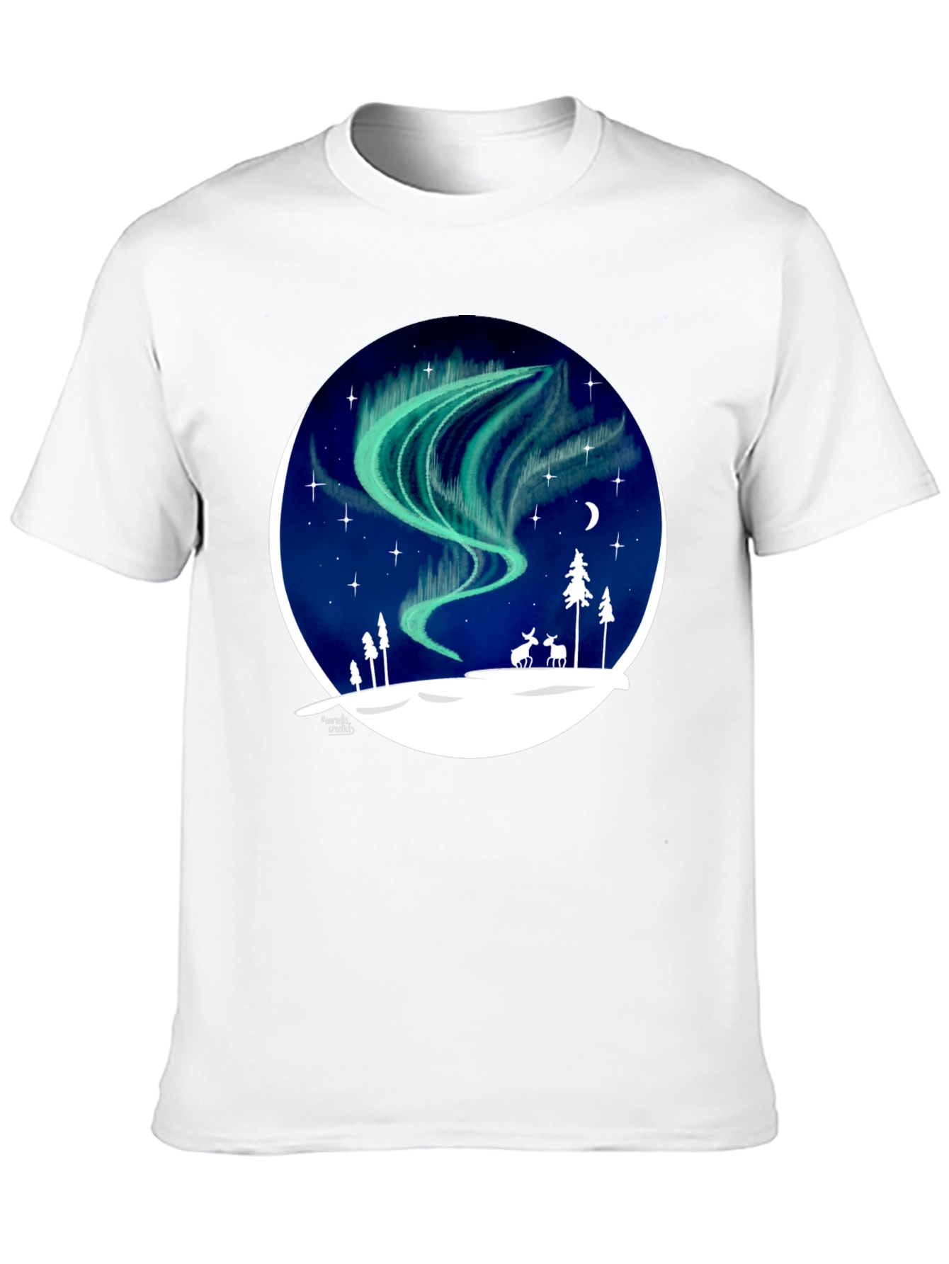 Black Northern Lights T-Shirt: Unique Winter Scene Design view 10