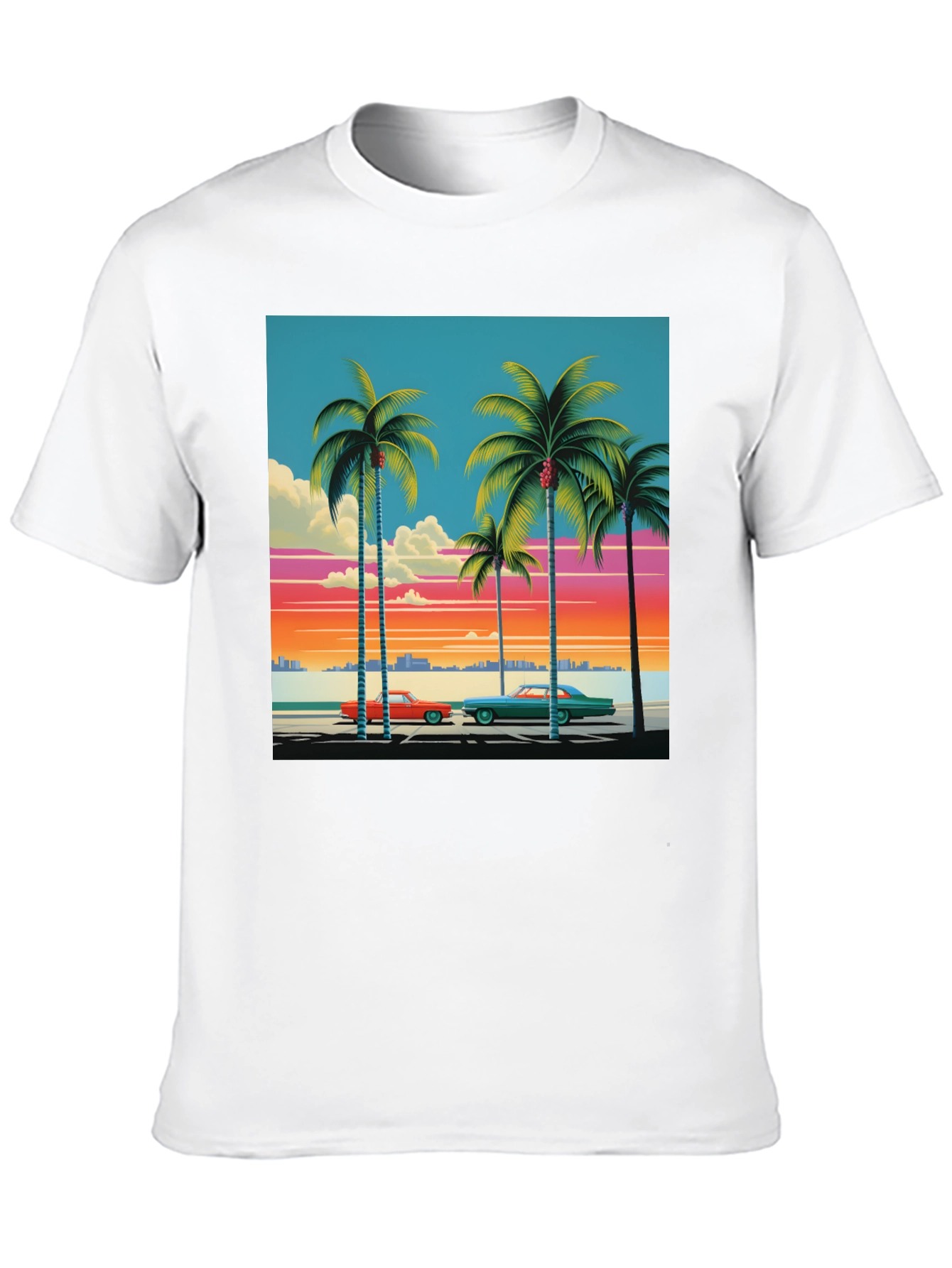 Black Retro Miami Beach Palm Tree T-Shirt view 10