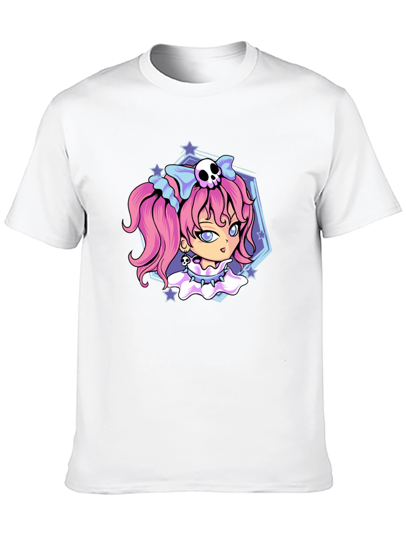 Black Gothic Anime Girl Black T-Shirt view 10