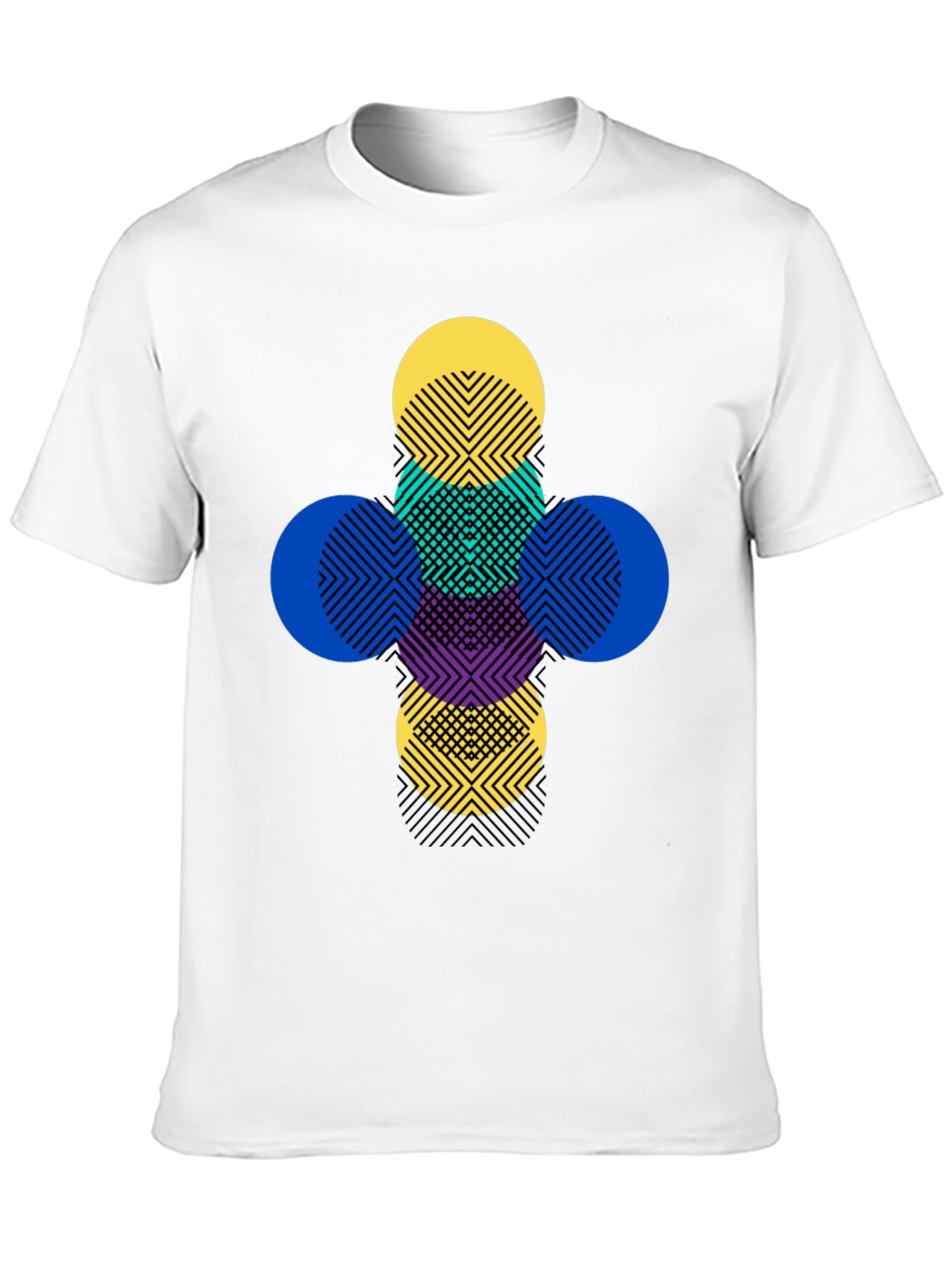 Black Geometric Circles Graphic Tee - Modern Pattern T-Shirt view 10