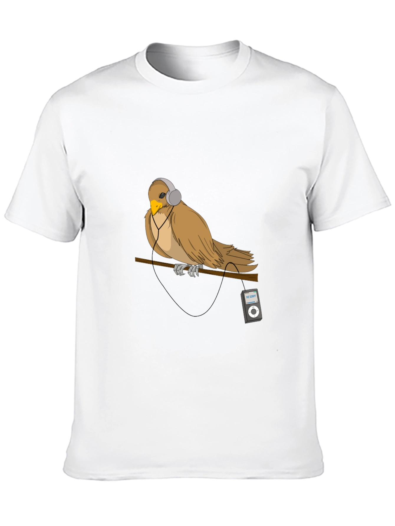 Black Bird with Headphones Graphic T-Shirt view 10