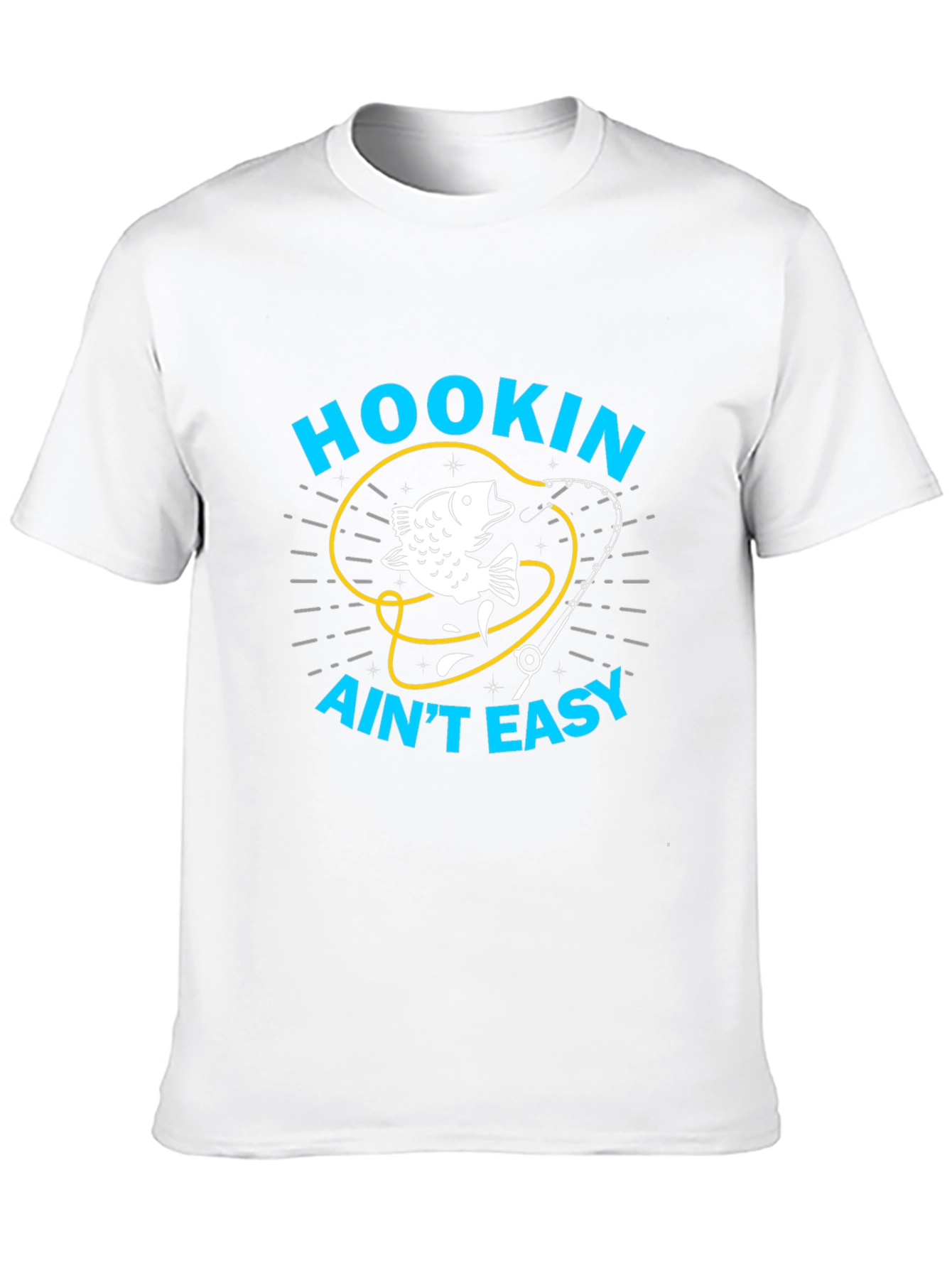 Hookin' Ain't Easy T-Shirt - Fishing Graphic Tee - 10
