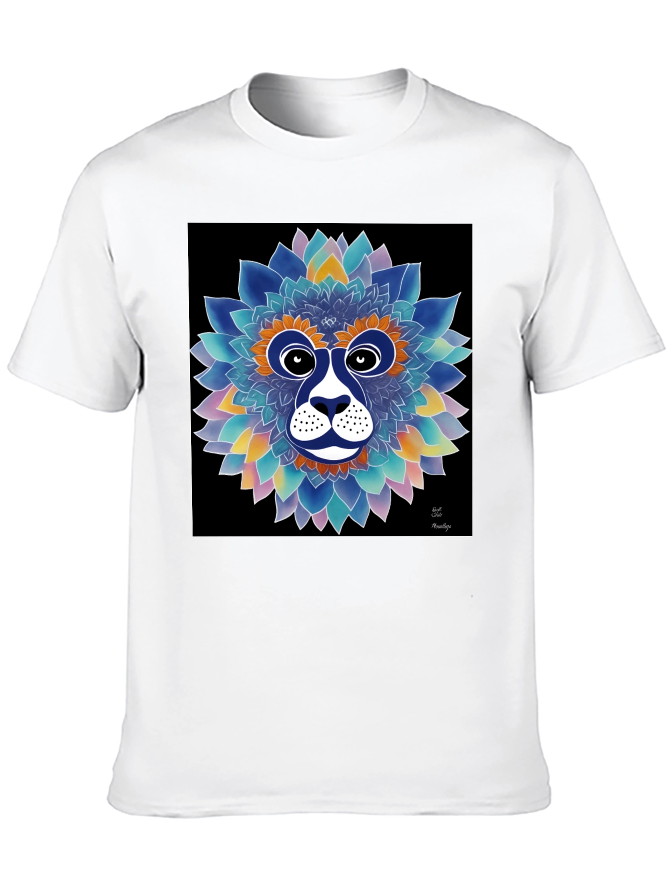 Black Floral Lion Face Graphic T-Shirt view 10