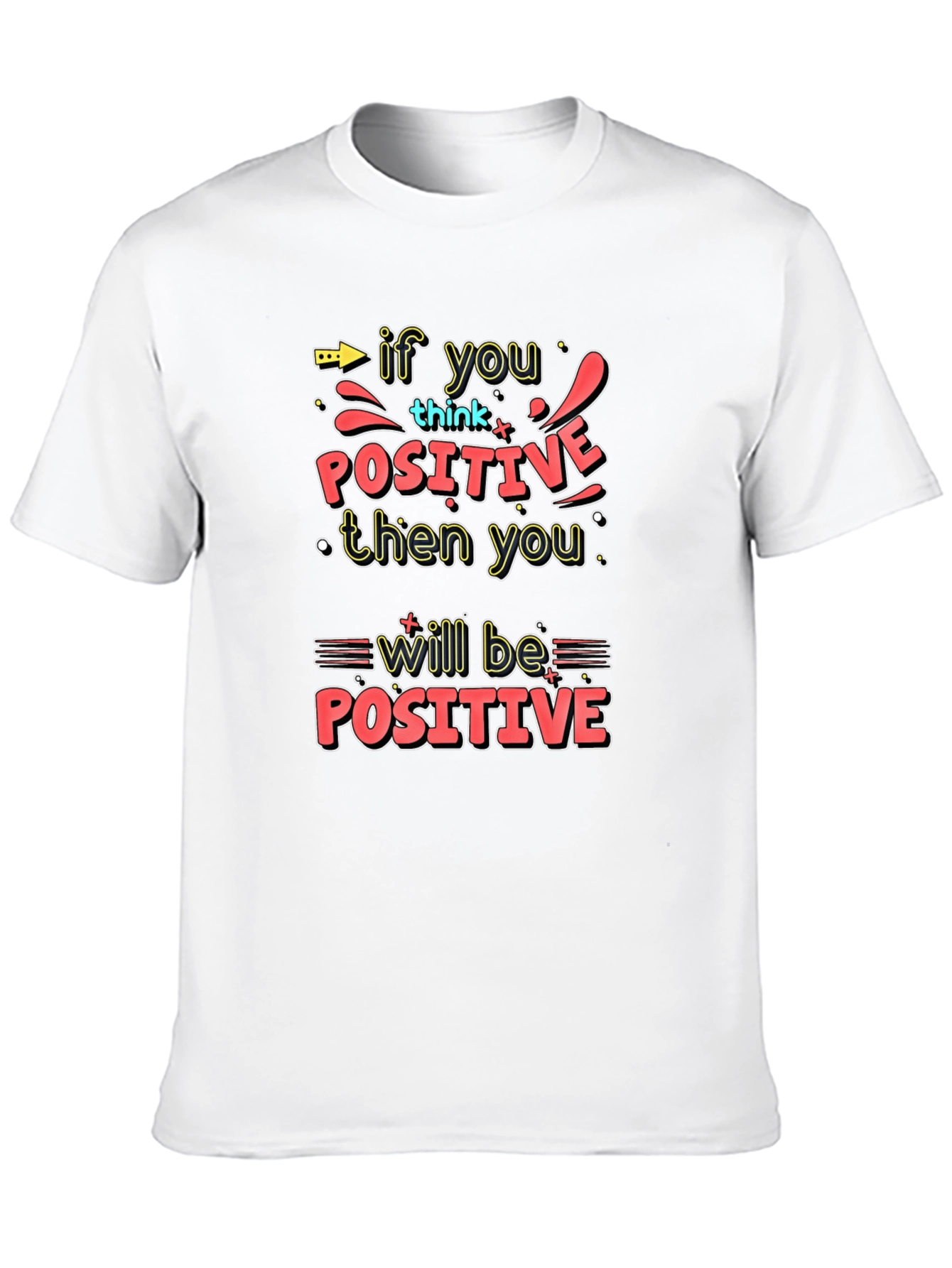Black Motivational Graphic Tee - Think Positive! view 10