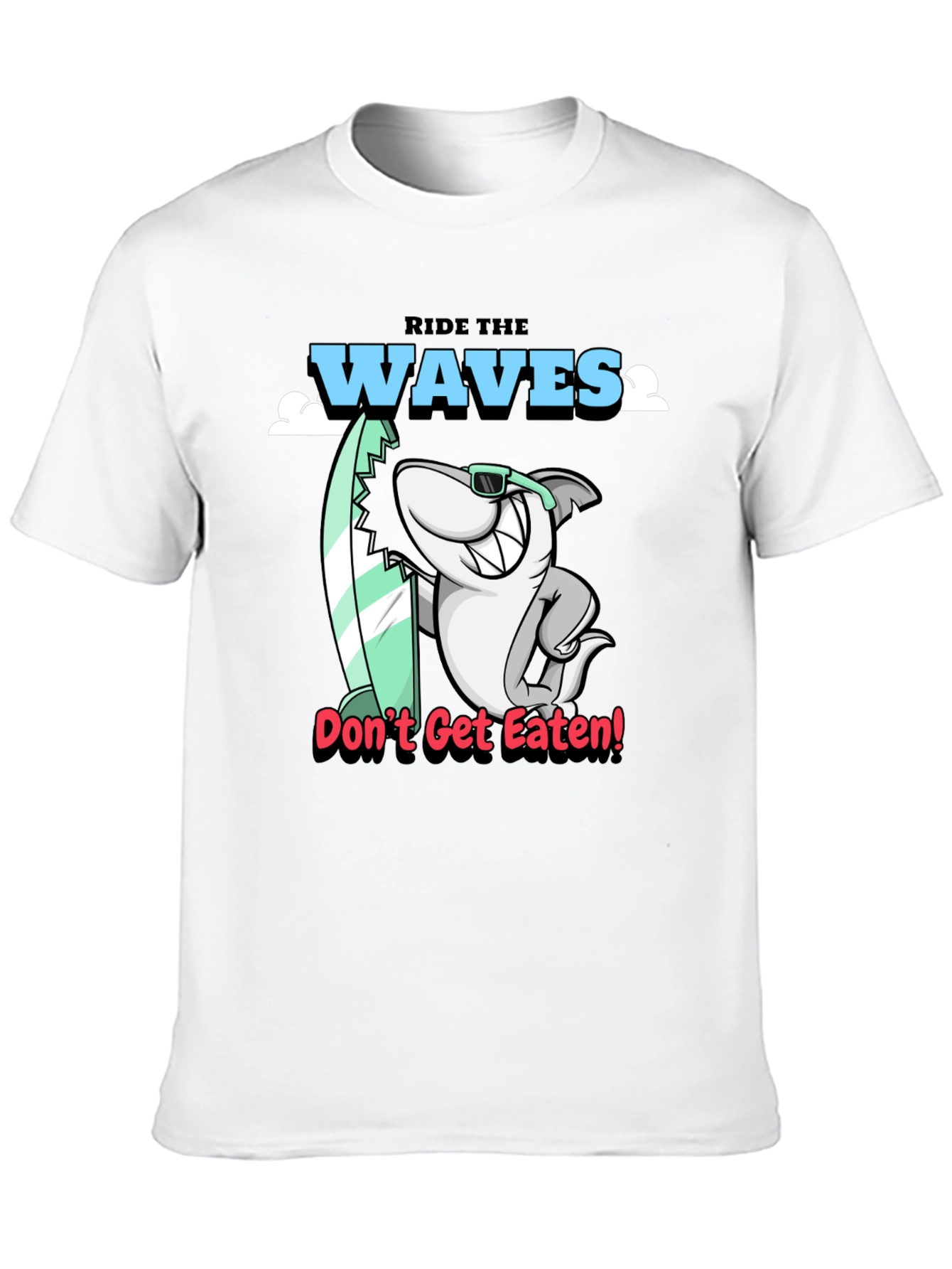 Black Ride the Waves Shark Graphic T-Shirt view 10