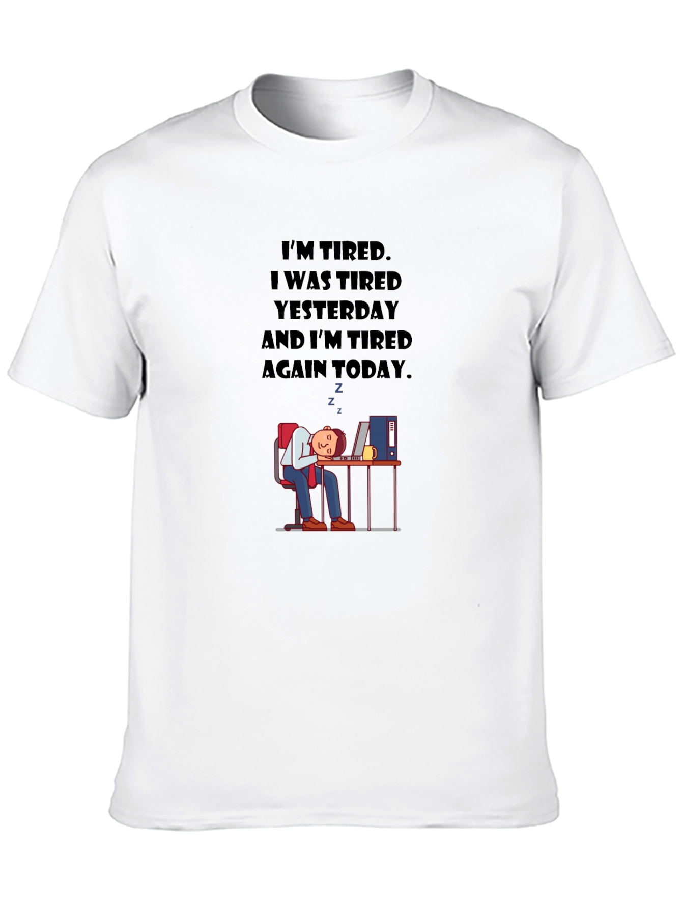 Black I'm Tired Graphic Tee - Men's Black T-Shirt view 10
