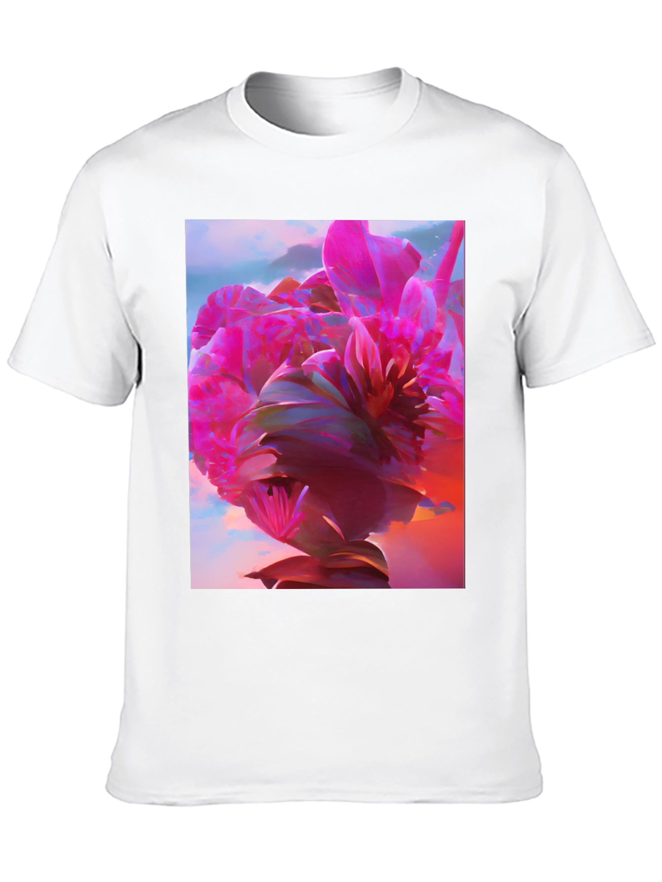 Black Floral Graphic Tee - Abstract Pink Flower Design view 10