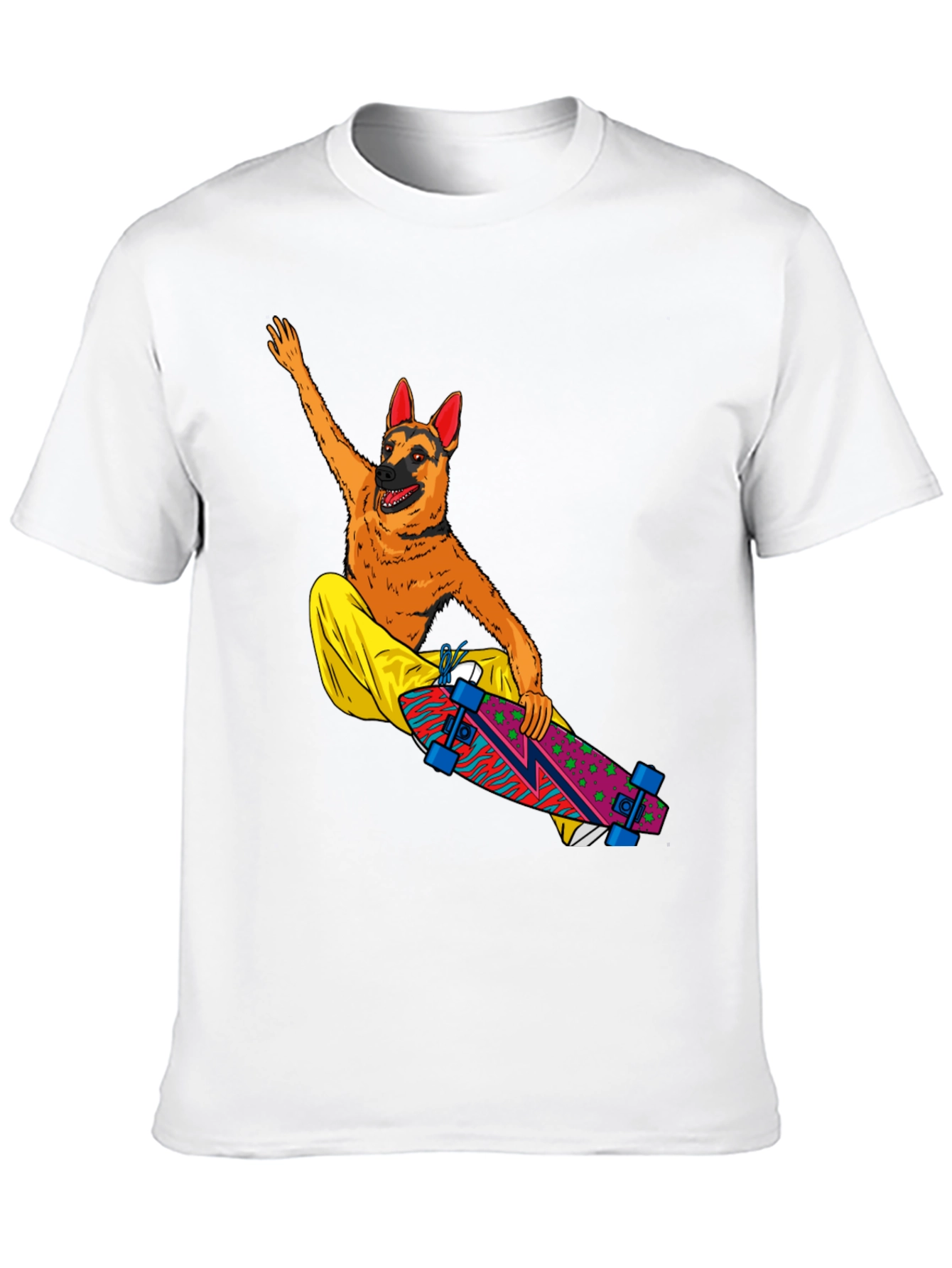 Black Dog Riding Skateboard Graphic T-Shirt view 10