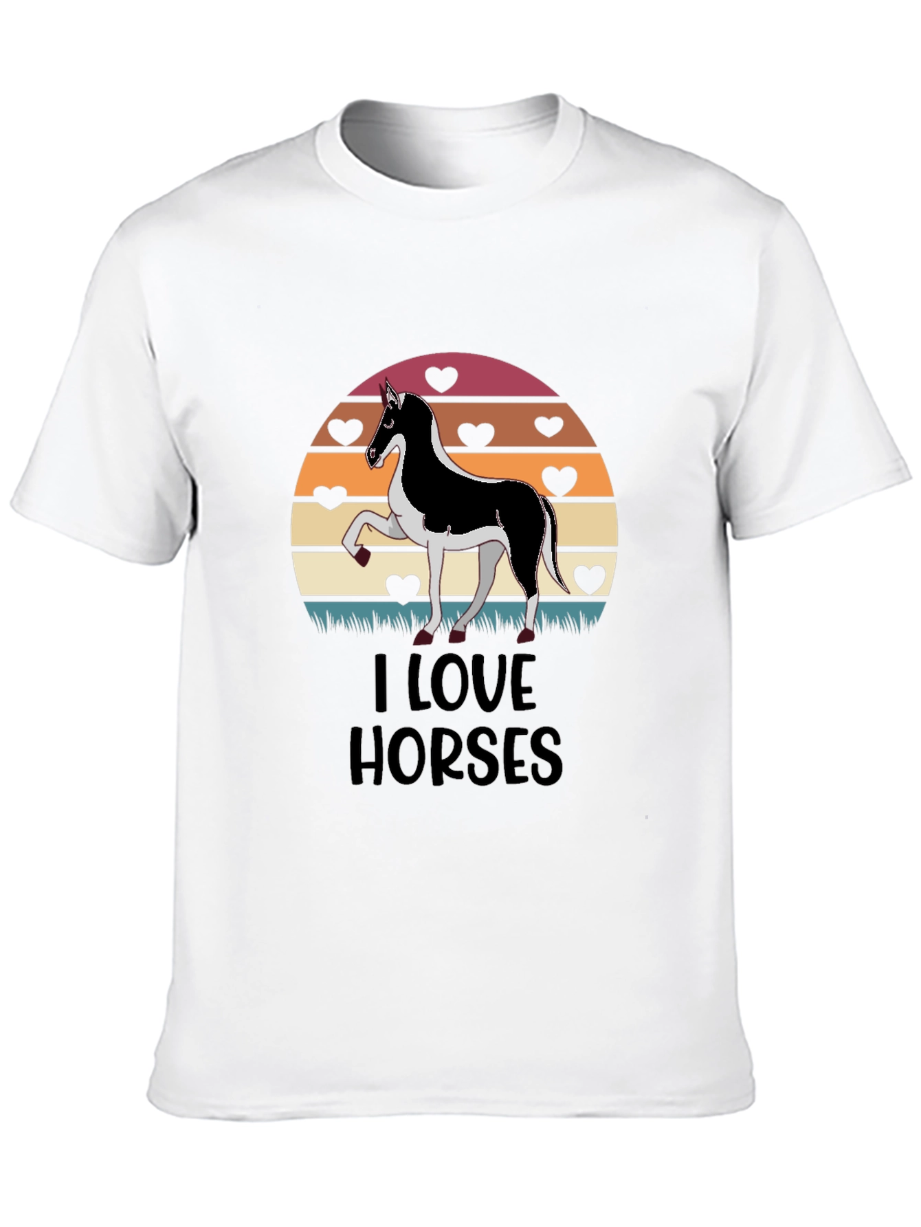 Black I Love Horses T-Shirt Graphic Tee view 10
