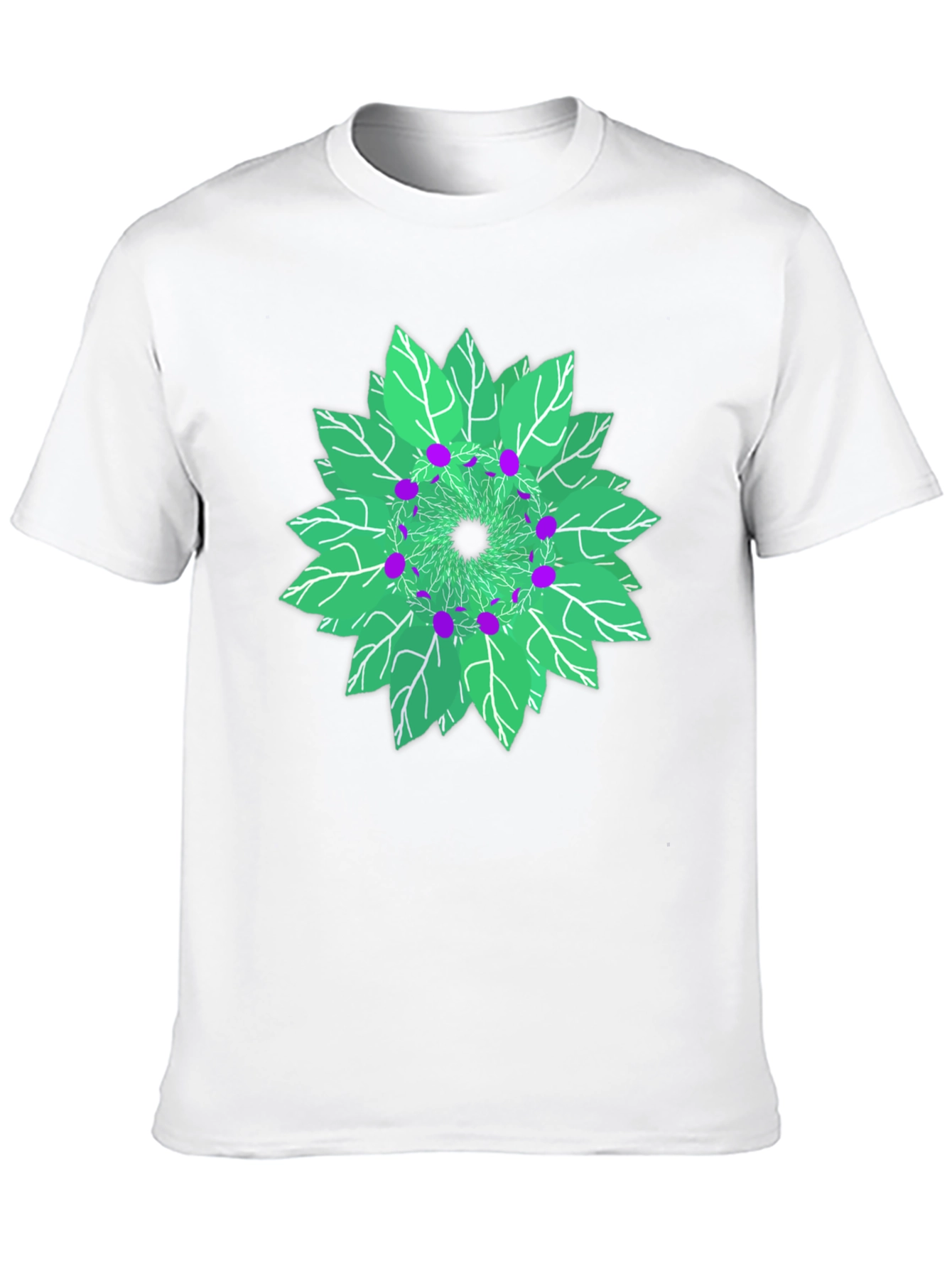 Black Nature Mandala Graphic T-Shirt - Unique Leaf Design view 10